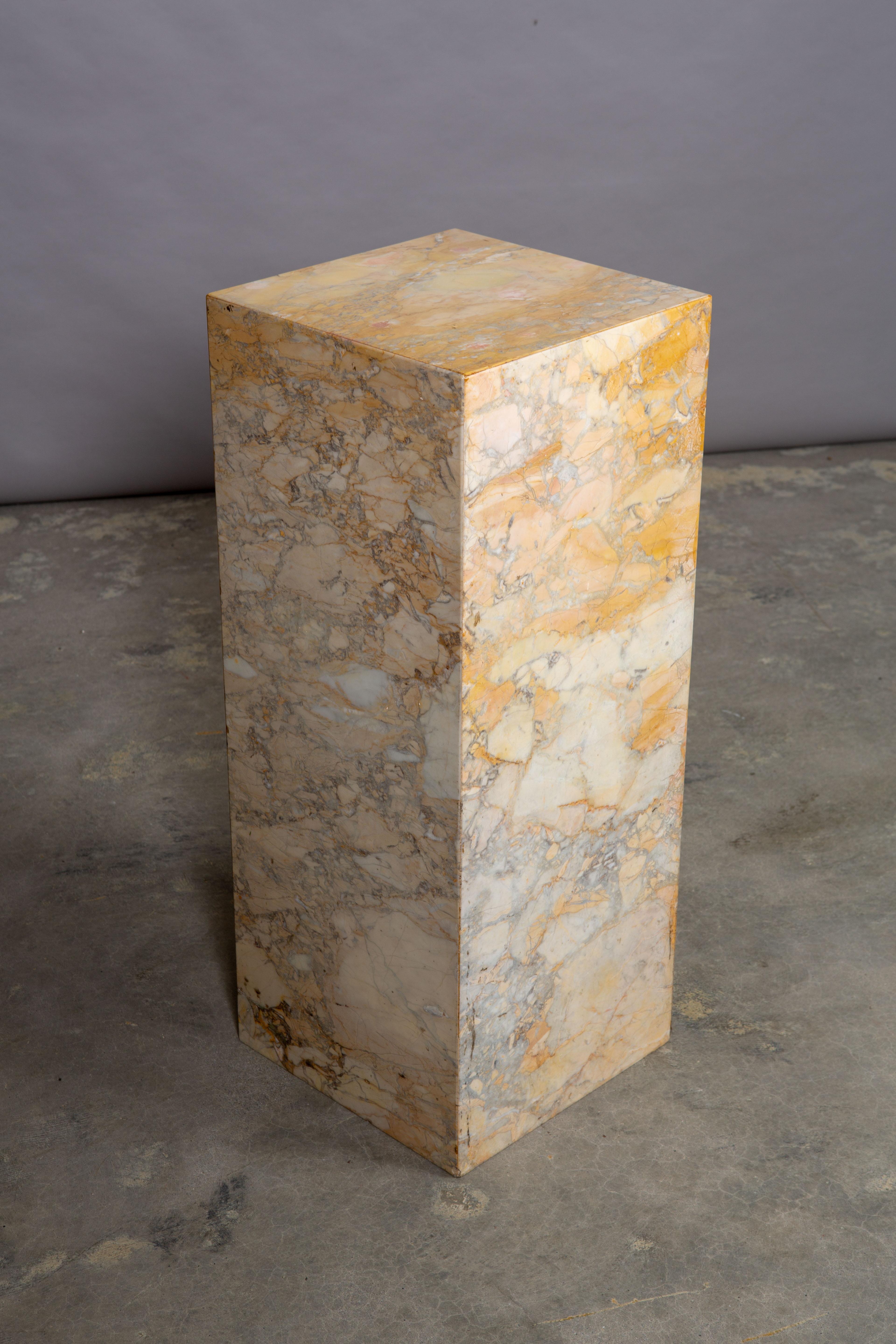 Ochre and Tan Midcentury Marble Italian Pedestal 2