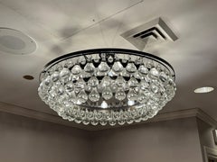 "OCHRE" Arctic Pear Glass 36" Round Three-Tier Chandelier with Dark Bronze Frame