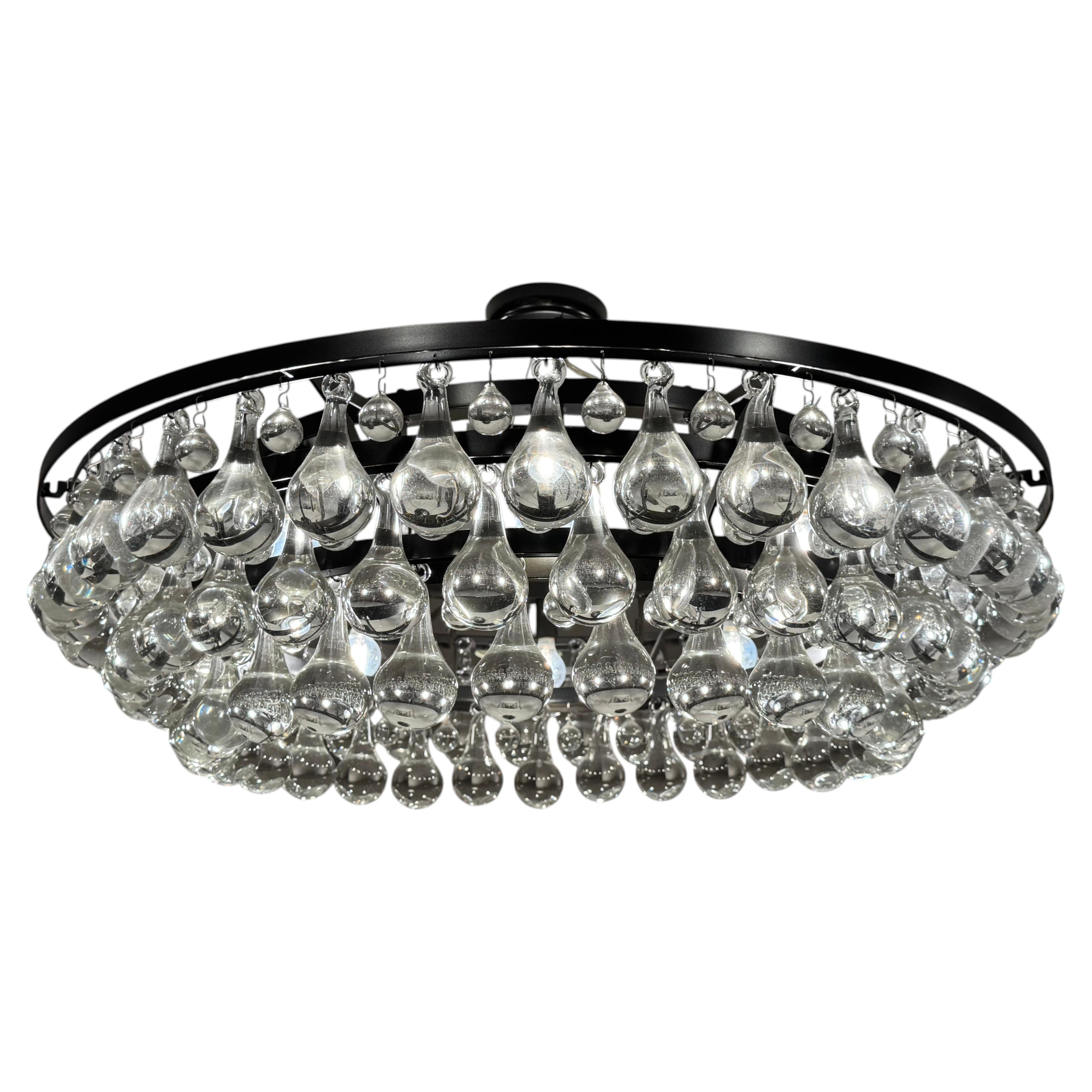 "OCHRE" Arctic Pear Glass 36" Round Three-Tier Chandelier with Dark Bronze Frame For Sale