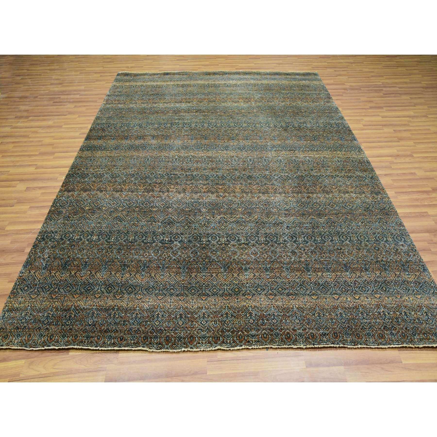 Moderne OCHRE Brown Laine douce nouée à la main Kohinoor Design Rugs 8'1