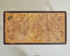 Ochre Ceramic Tile Coffee Table with Wood Frame by Jean D'Asti, France 1960s