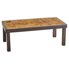 Tavolino in ceramica ocra con struttura in Wood di Jean D'Asti, Francia, anni '60