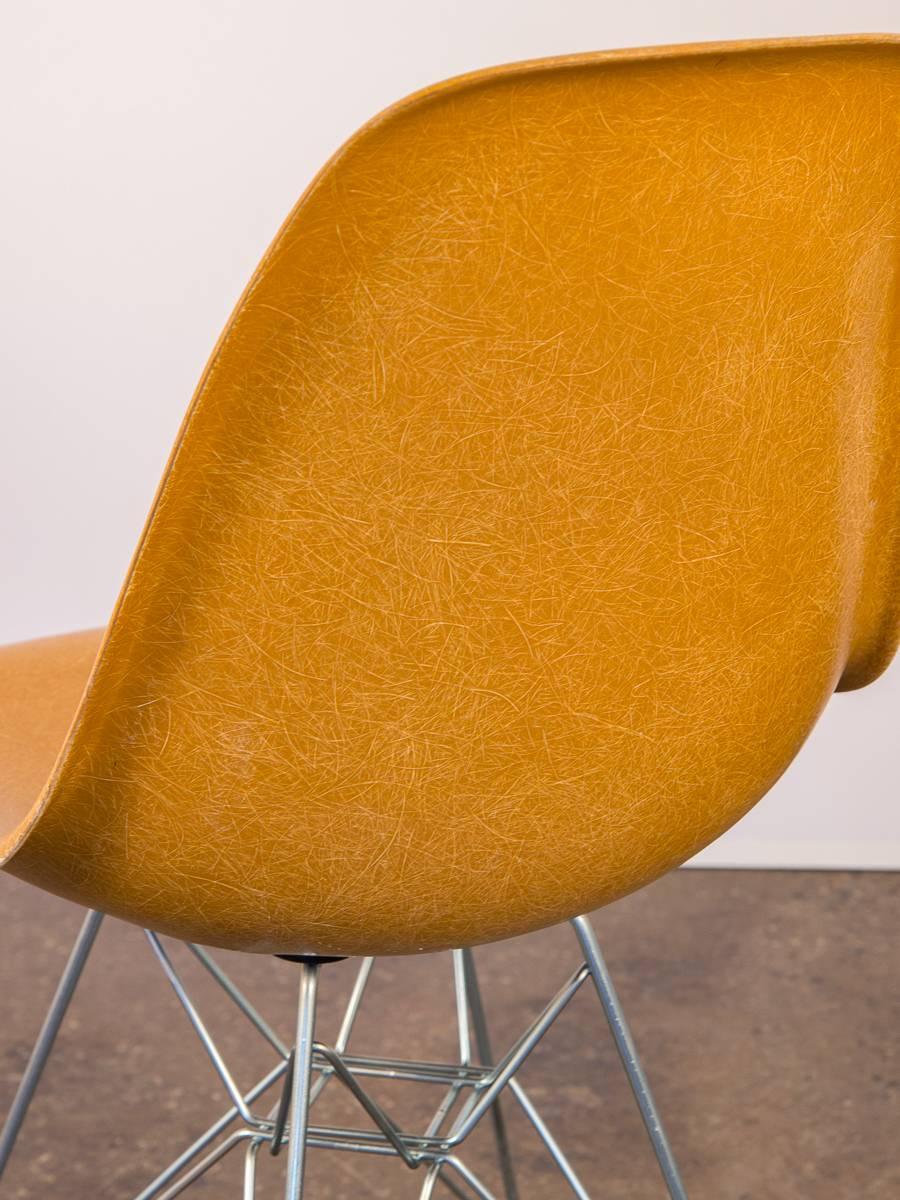 Molded Ochre Eames Shell Chair on Nickel Eiffel Base