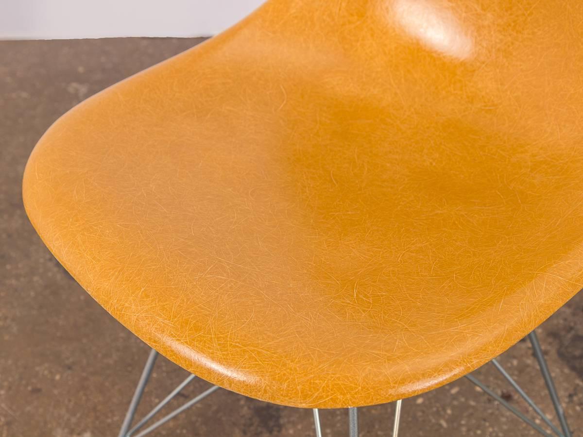 Ochre Eames Shell Chair on Nickel Eiffel Base In Excellent Condition In Brooklyn, NY