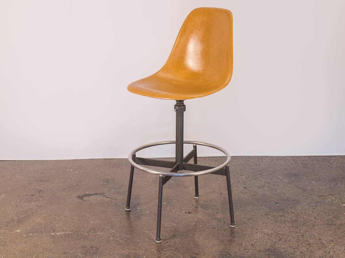 Fiberglass Ochre Eames Shell Chair on Nickel Eiffel Base