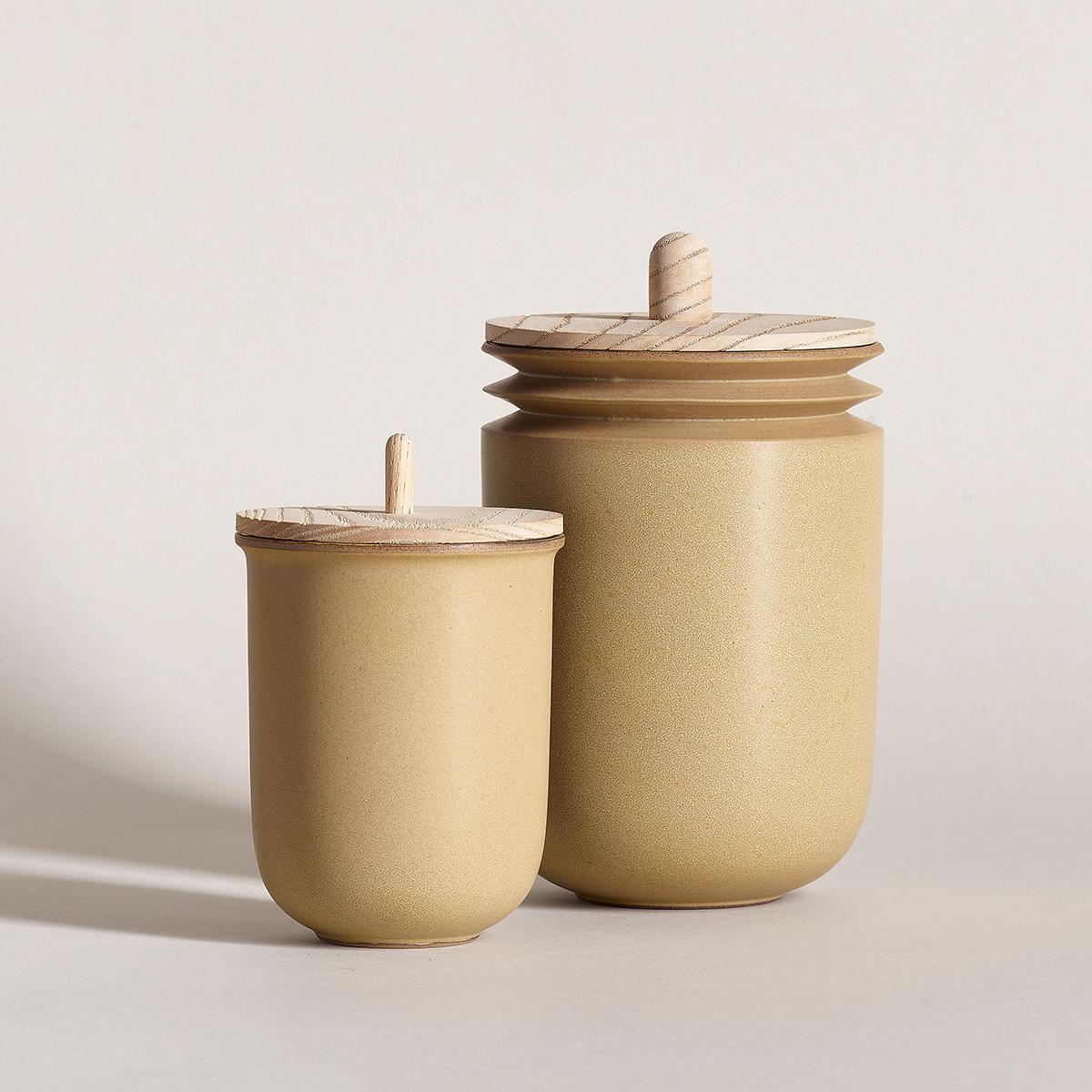 American Ochre, Jars, Set of 2, Slip Cast Ceramic, N/O Service Collection For Sale