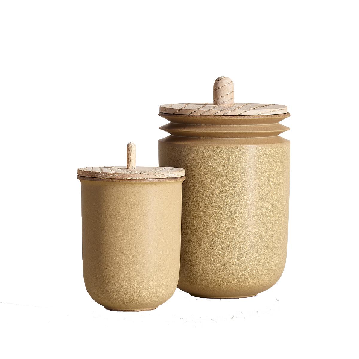 Ochre, Jars, Set of 2, Slip Cast Ceramic, N/O Service Collection For Sale