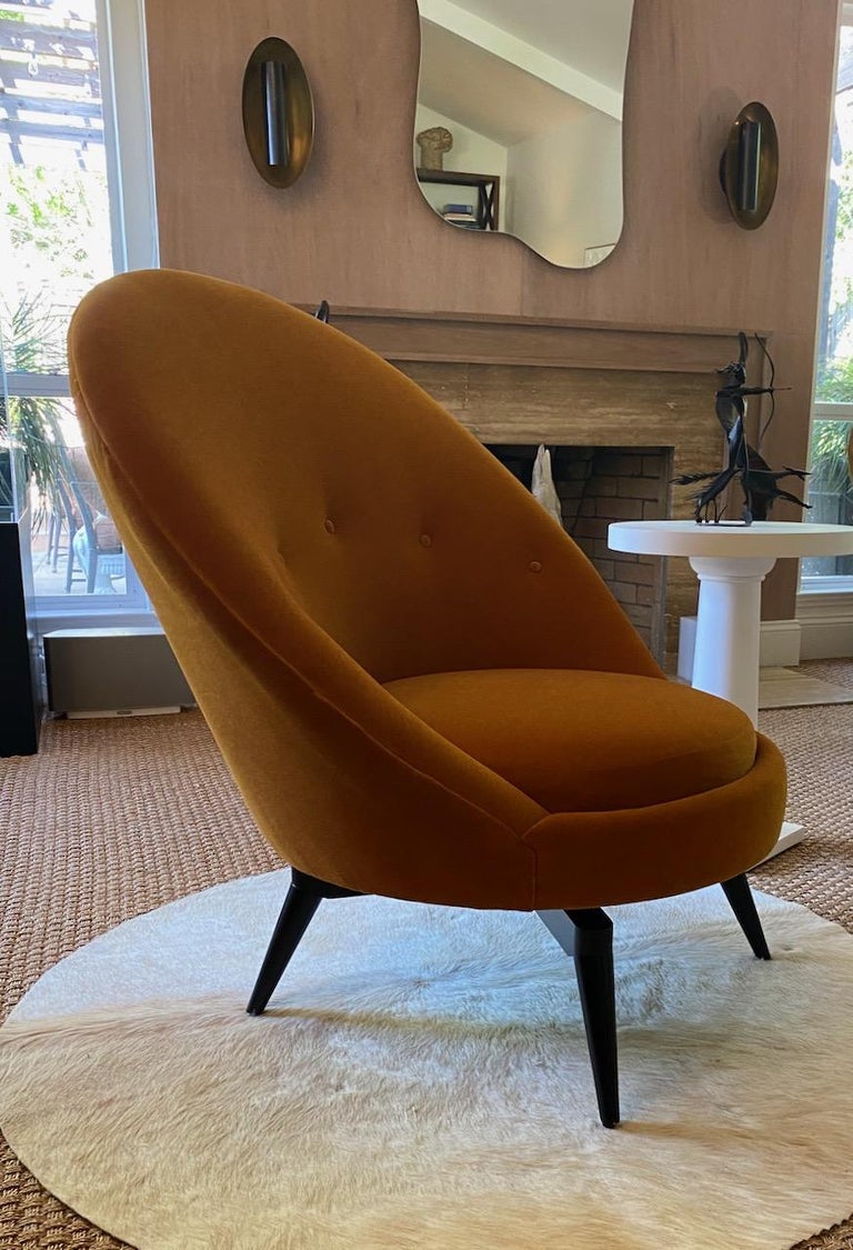 Modern Ochre Knit Mohair Swivel Chair by AdM Bespoke For Sale