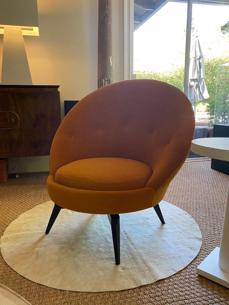Ochre Knit Mohair Swivel Chair by AdM Bespoke In New Condition For Sale In Danville, CA