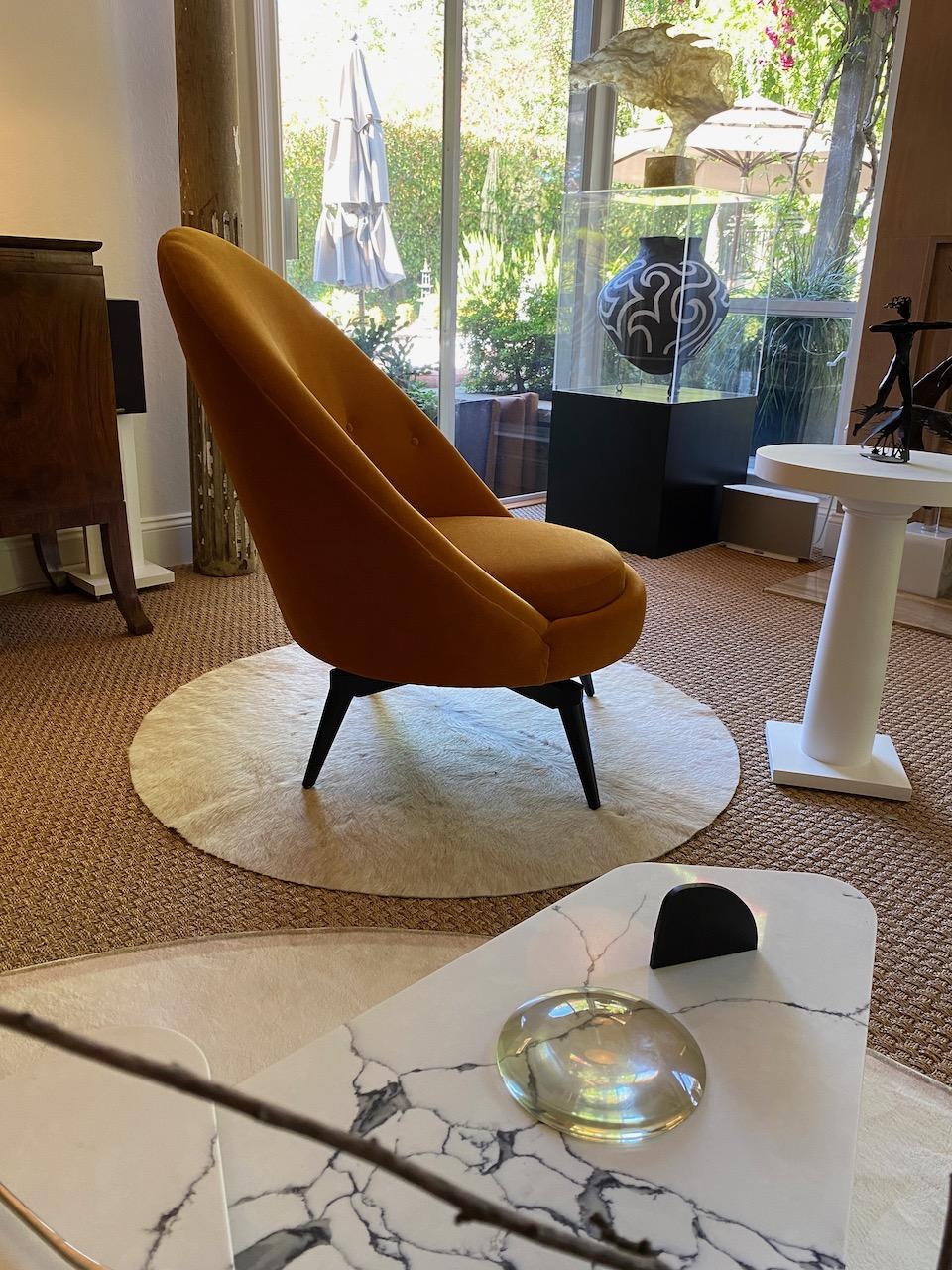 American Ochre Mohair Swivel Chairs by AdM Bespoke For Sale