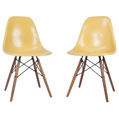 Ochre Pair '2' Herman Miller Eames DSW Side Shell Chairs