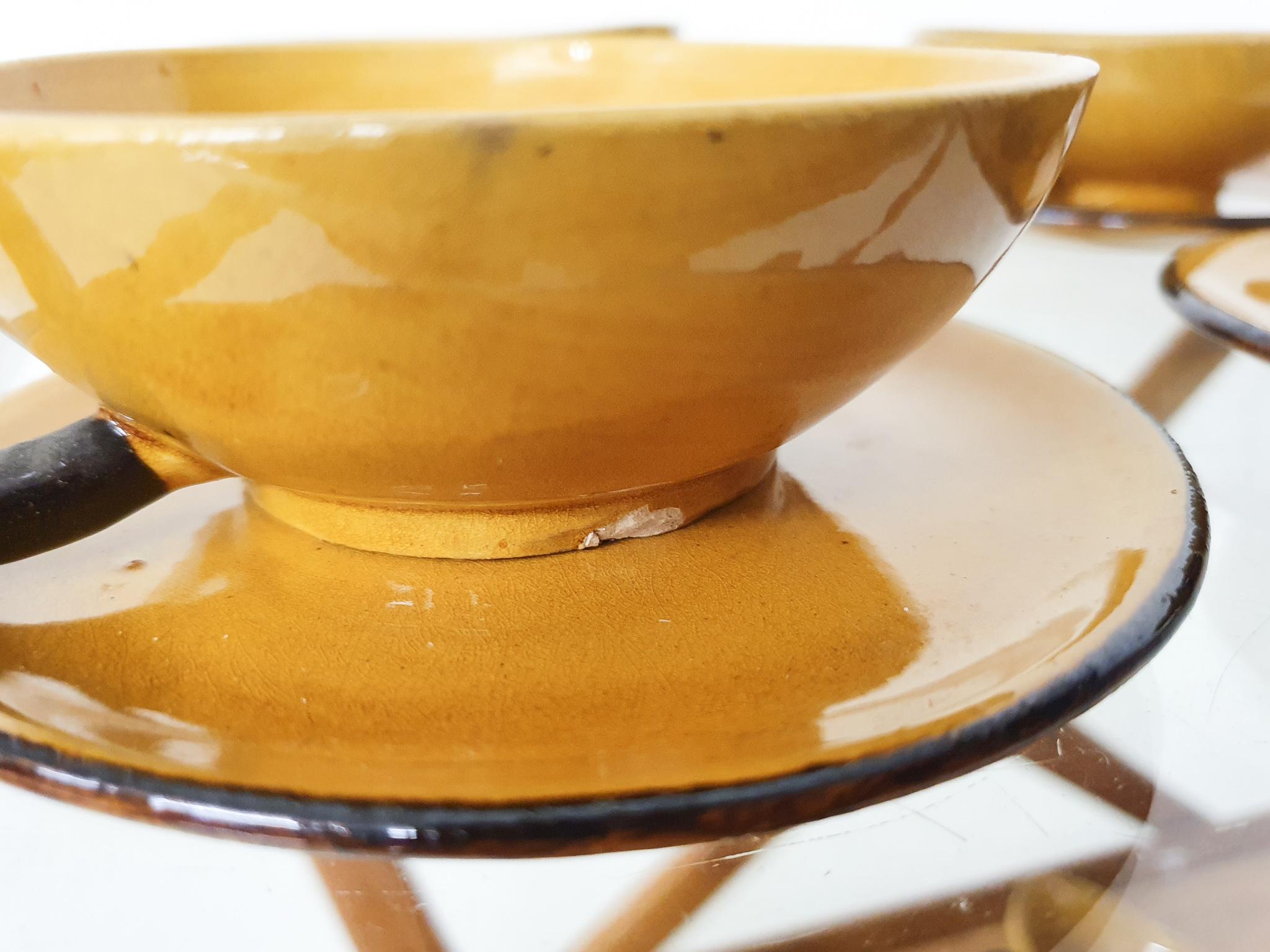 Ochre Porcelain Tableware by Roger Mourre for Dieulefit, France, 1950's For Sale 7