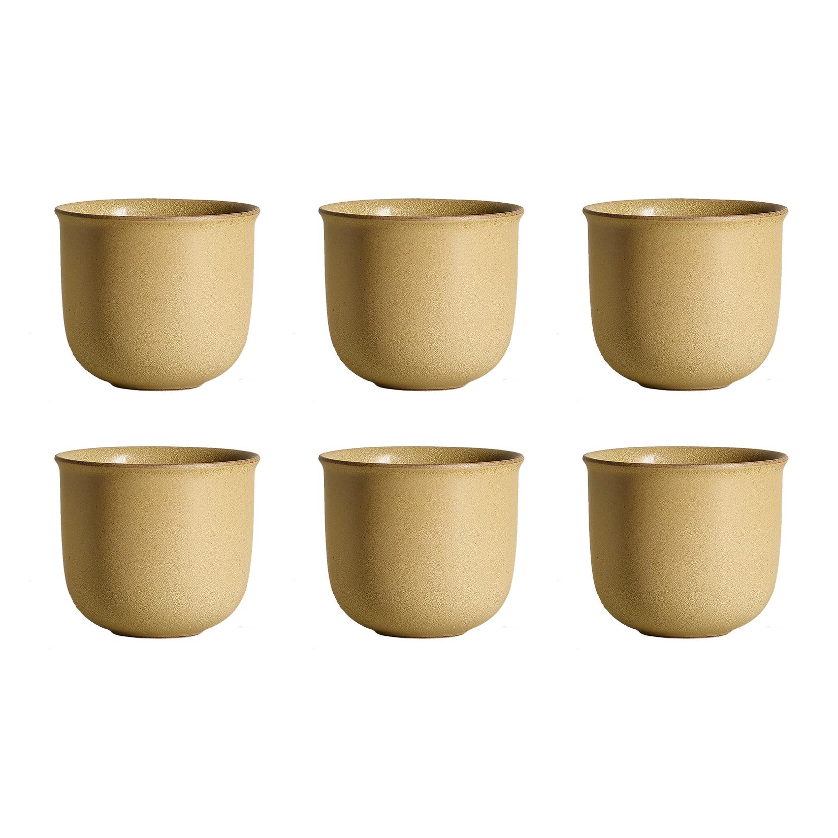 Ochre, Teacups, Set of 6, Slip Cast Ceramic, N/O Service Collection For Sale