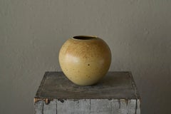 Ochre Yellow Art Deco Studio Pottery Vase Europe 1940s