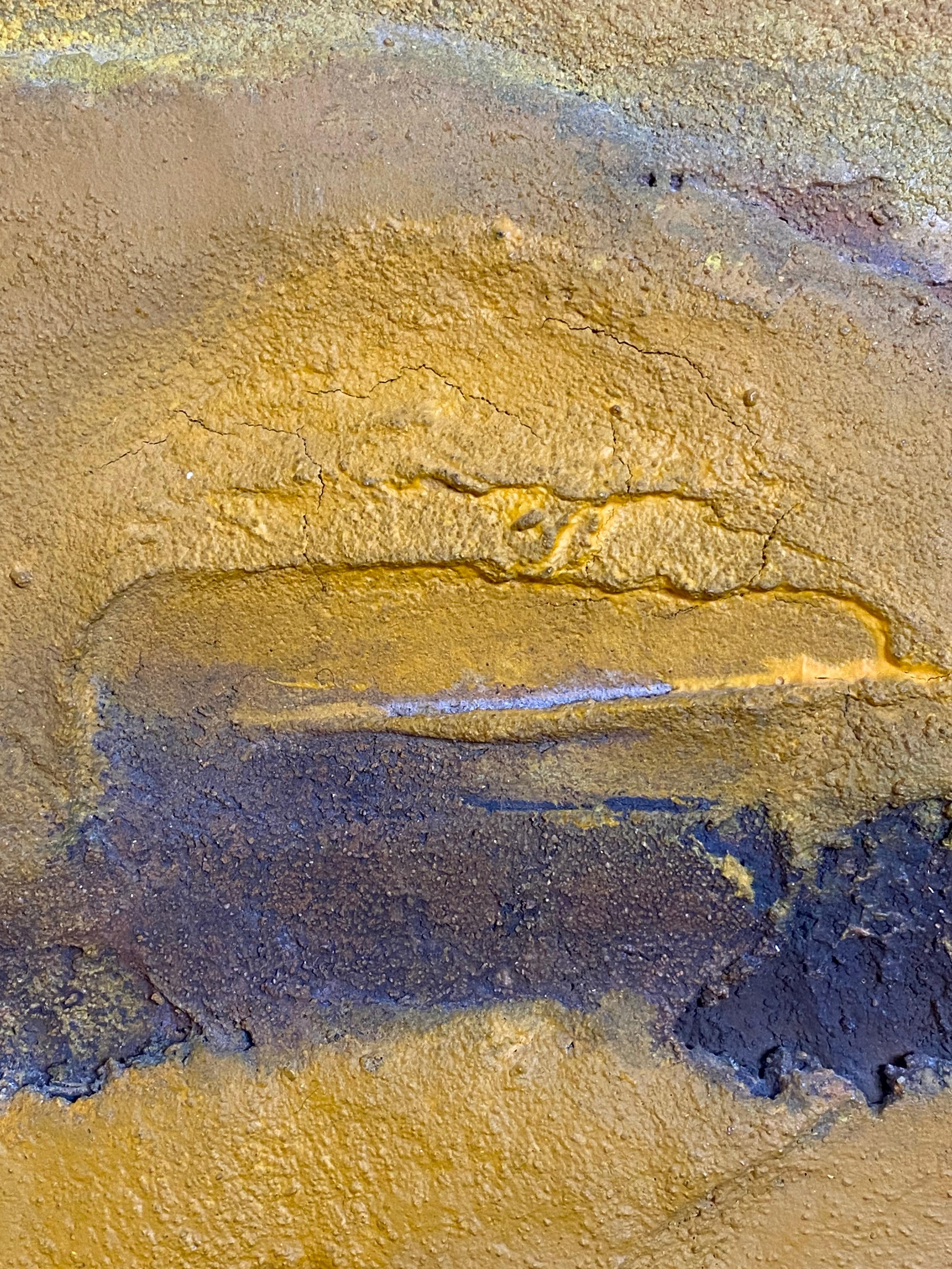Ochre Yellow Mixed Media on Board c1970 Signé par Latvian Australian Artist en vente 3