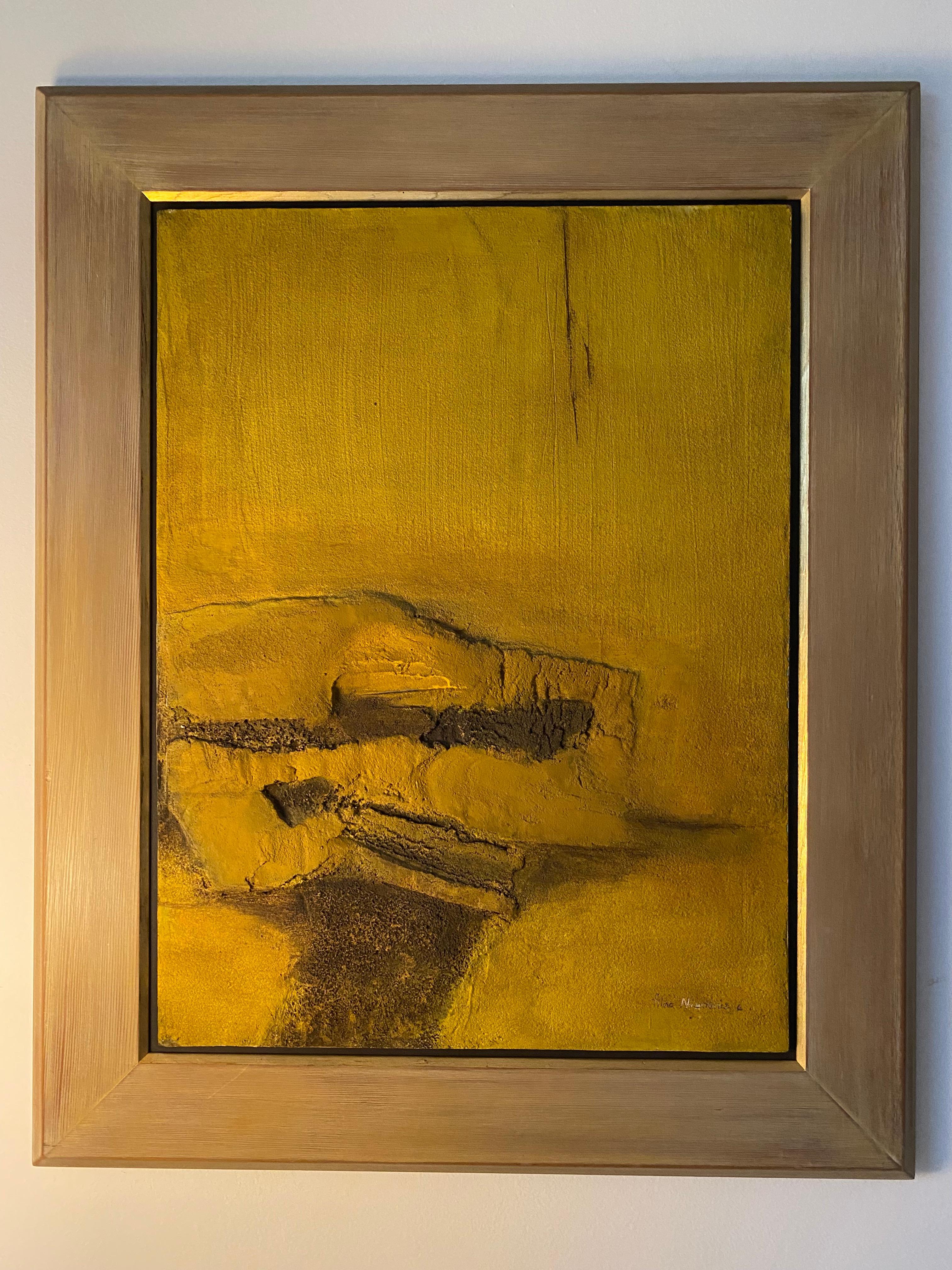 Ochre Yellow Mixed Media on Board c1970 Signé par Latvian Australian Artist en vente 7
