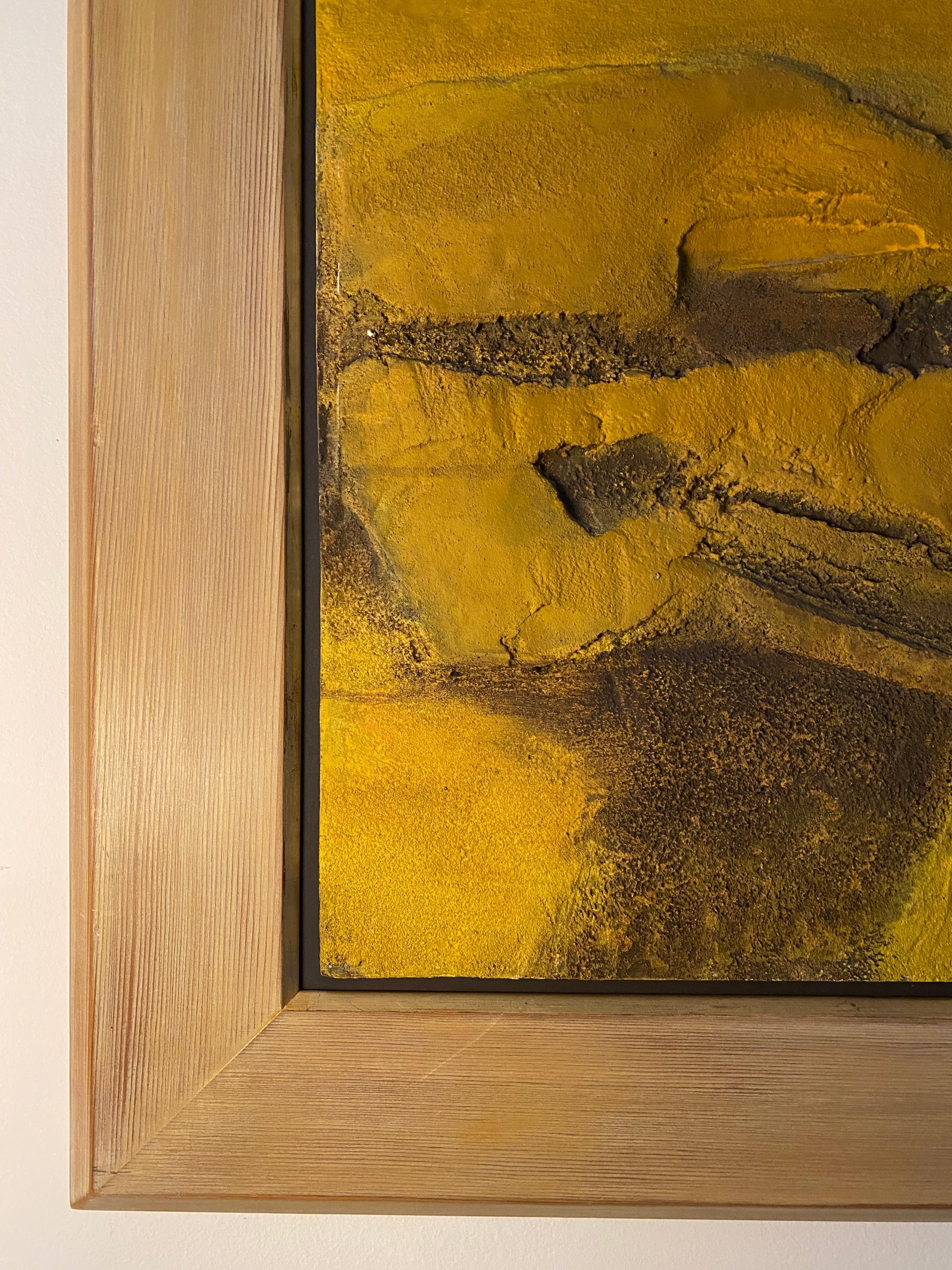Ochre Yellow Mixed Media on Board c1970 Signé par Latvian Australian Artist en vente 8