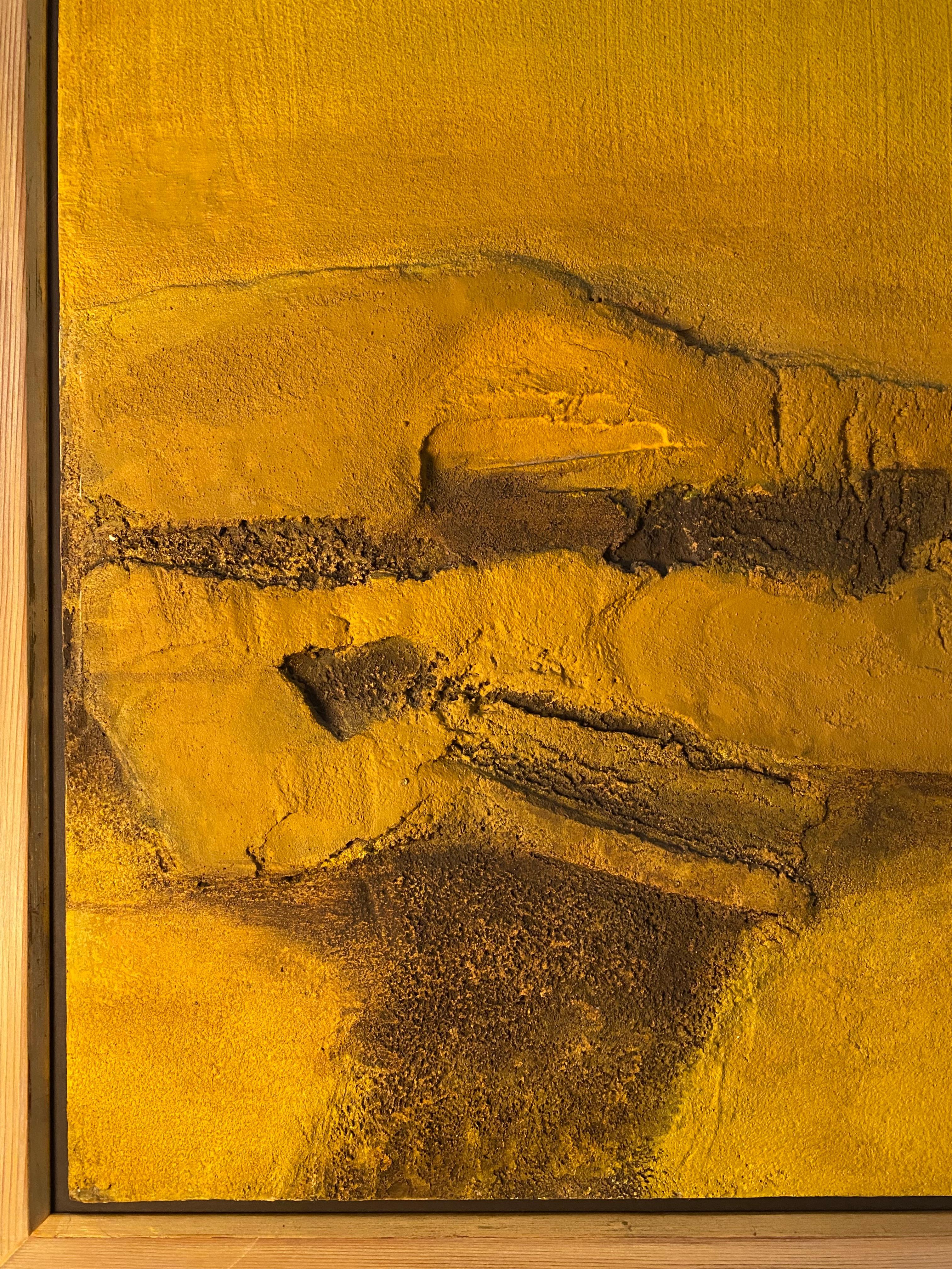 Ochre Yellow Mixed Media on Board c1970 Signé par Latvian Australian Artist en vente 9
