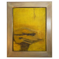 Ochre Yellow Mixed Media on Board c1970 Signed by Latvian Australian Artist