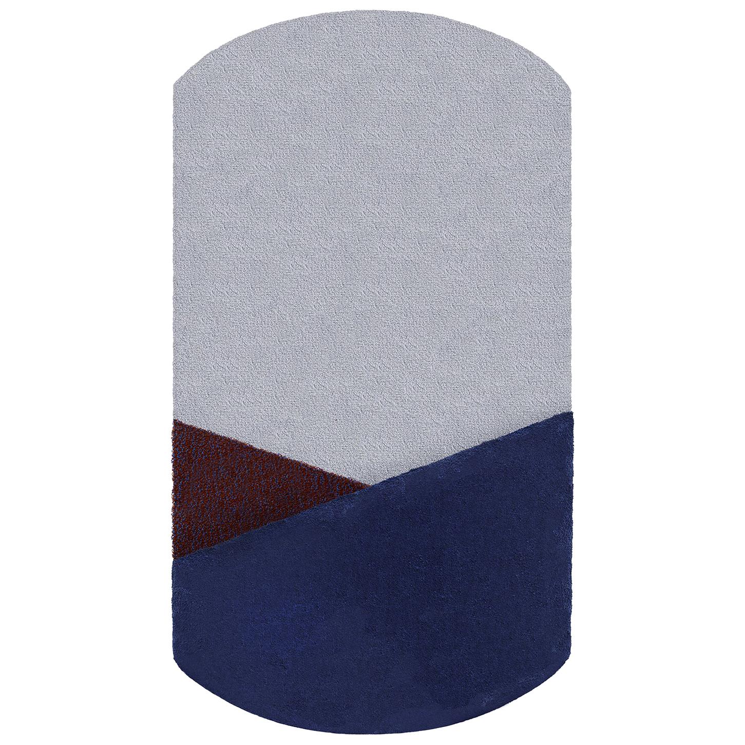 OCI Center M, Teppich aus 100 % Wolle / Blauer Ziegelstein von Portego