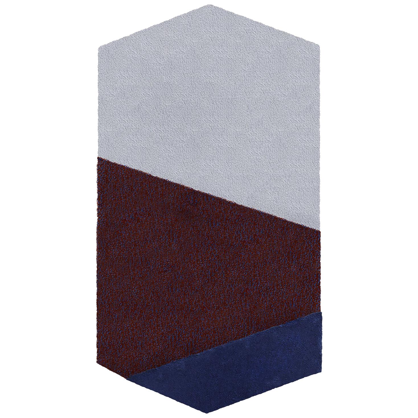 OCI Left Teppich M, 100 % Wolle / Blauer Ziegelstein von Portego