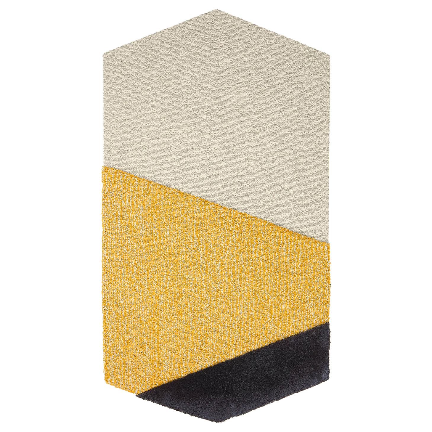 OCI Left Rug M, 100% Wool / Ecru Yellow Dark Gray by Portego