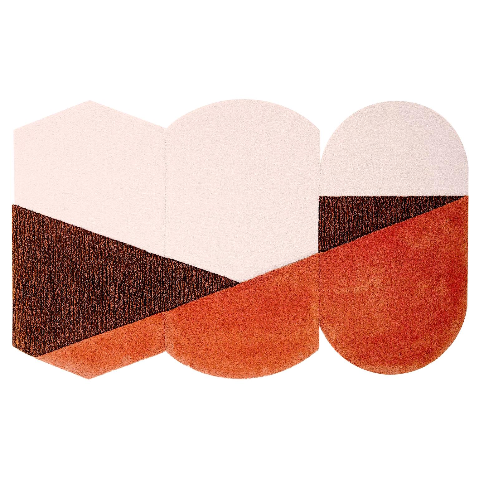 Oci Triptych M, Composition of 3 Rugs 100% Wool / Brick Brown Pink by Portego For Sale