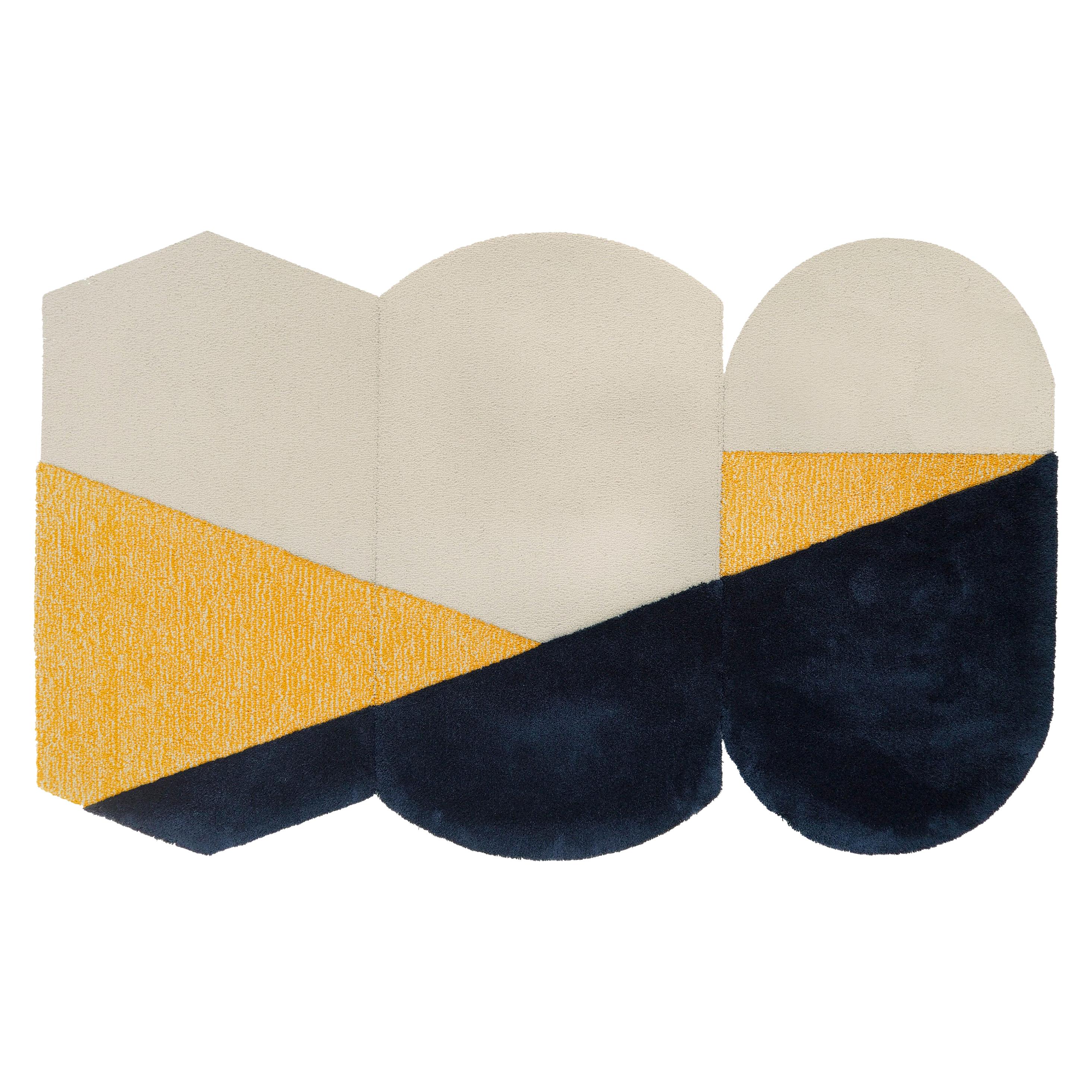 Oci Triptych M, Composition of 3 Rugs 100% Wool /Yellow and Deep Gray by Portego