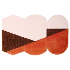 Triptyque OCI S, composition de 3 tapis 100 % laine/rose marron brique par Portego