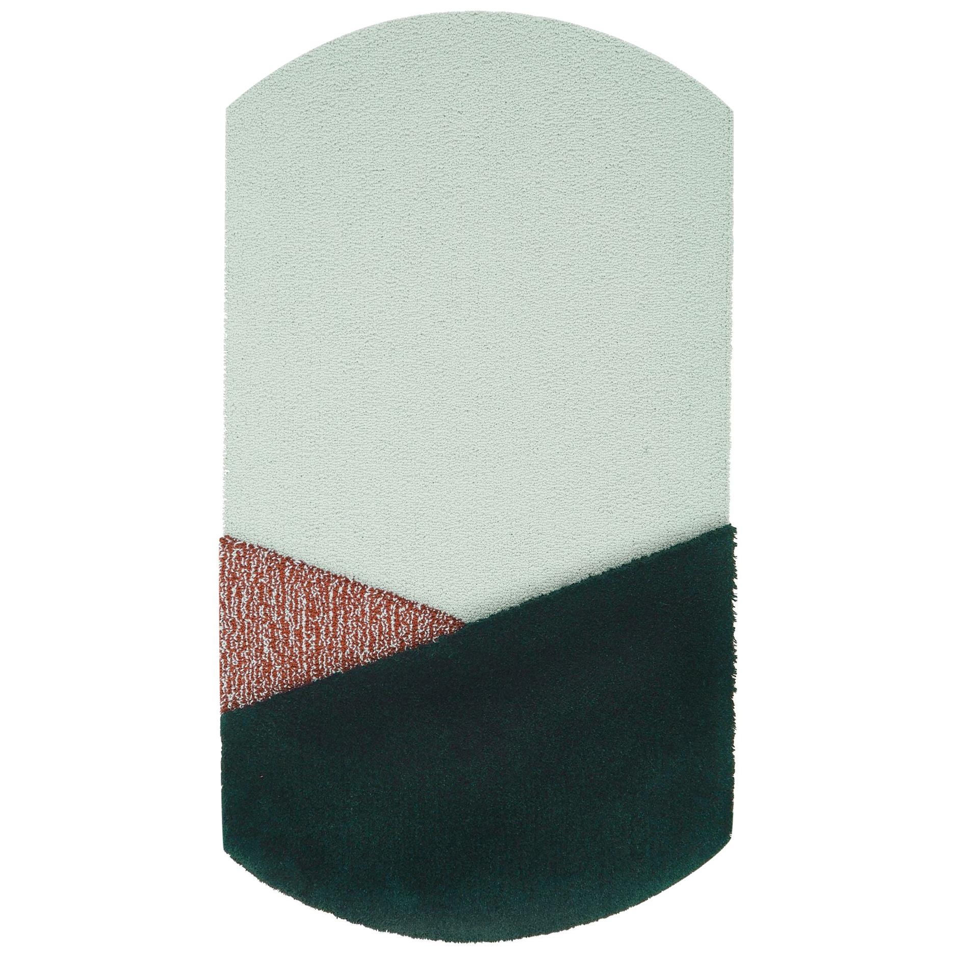 OCI Triptych S, Composition of 3 Rugs 100% Wool /Green and Brick Gray by Portego