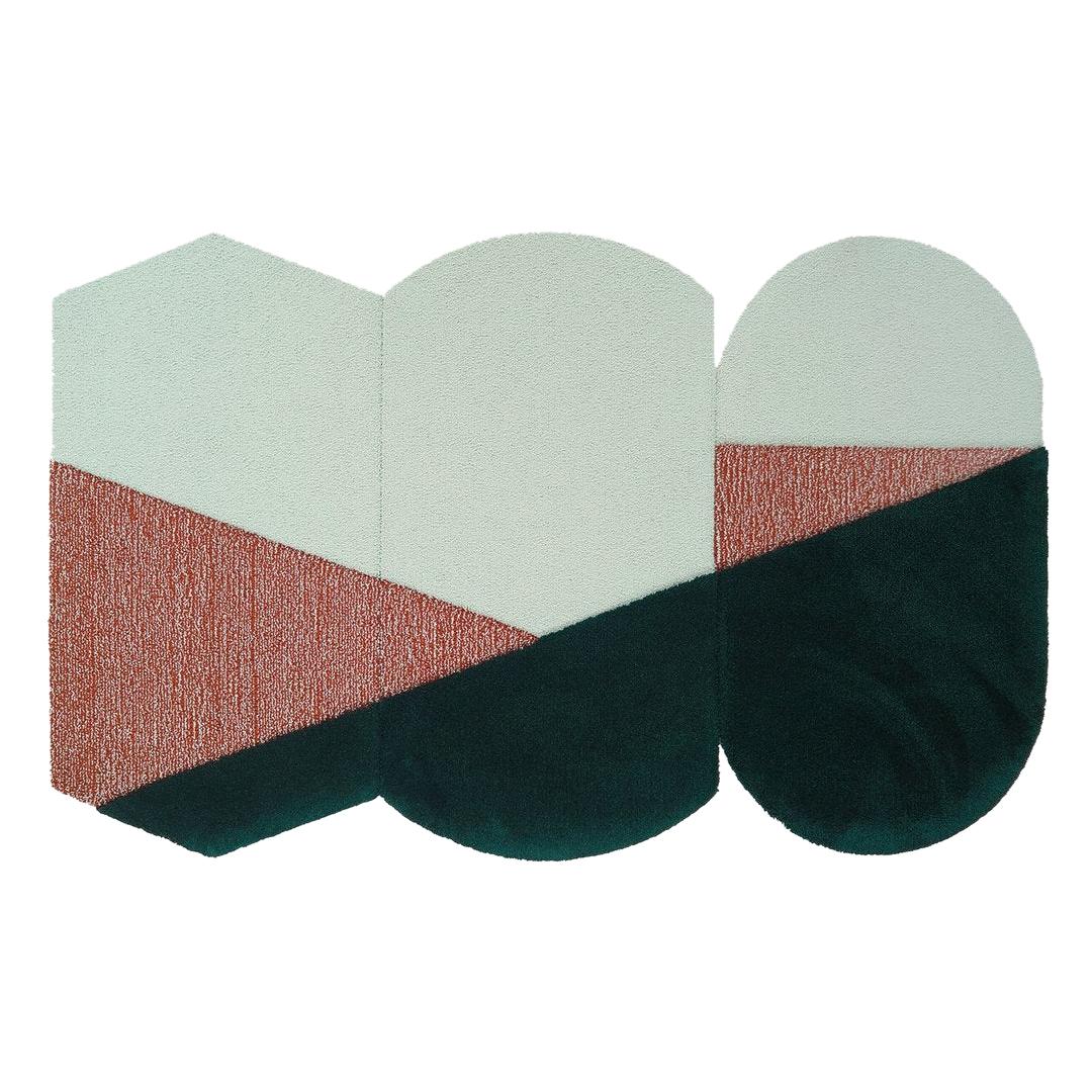 OCI Triptych S, Composition of 3 Rugs 100% Wool / Green/Brick by Portego