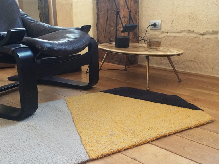 Oci Triptych S, Composition of 3 Rugs 100 Wool /Yellow and Deep Gray