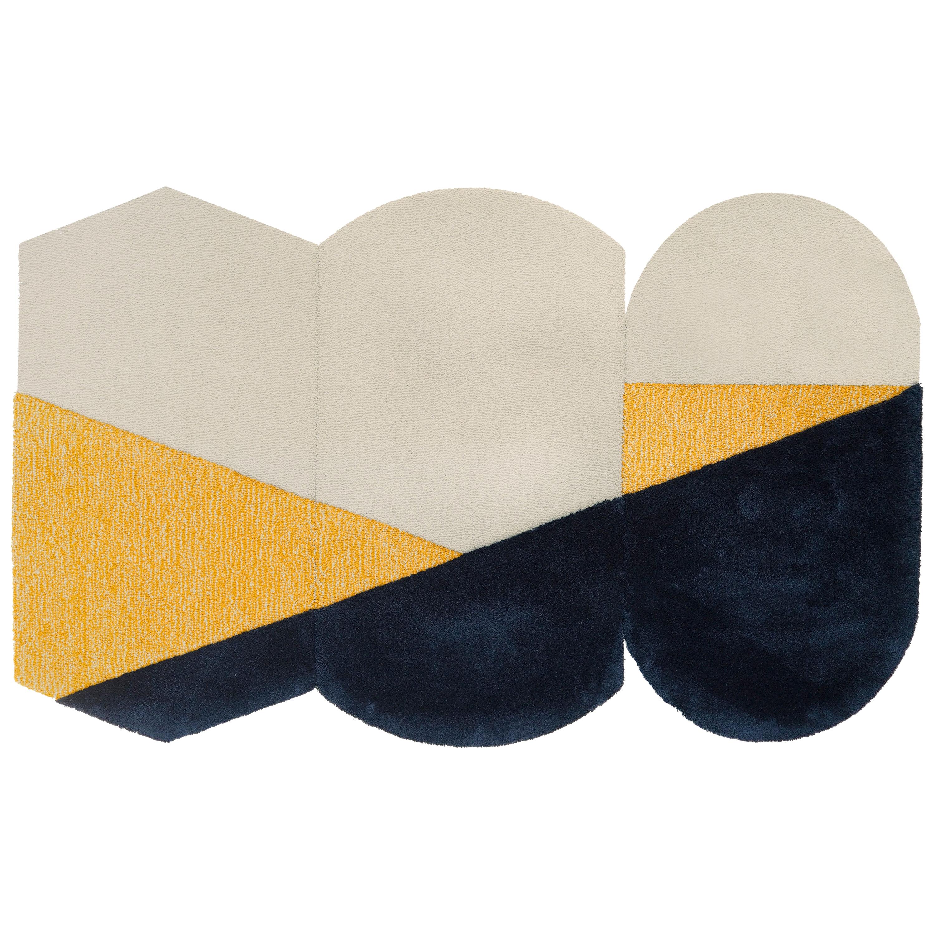 Oci Triptych S, Composition of 3 Rugs 100% Wool /Yellow and Deep Gray by Portego