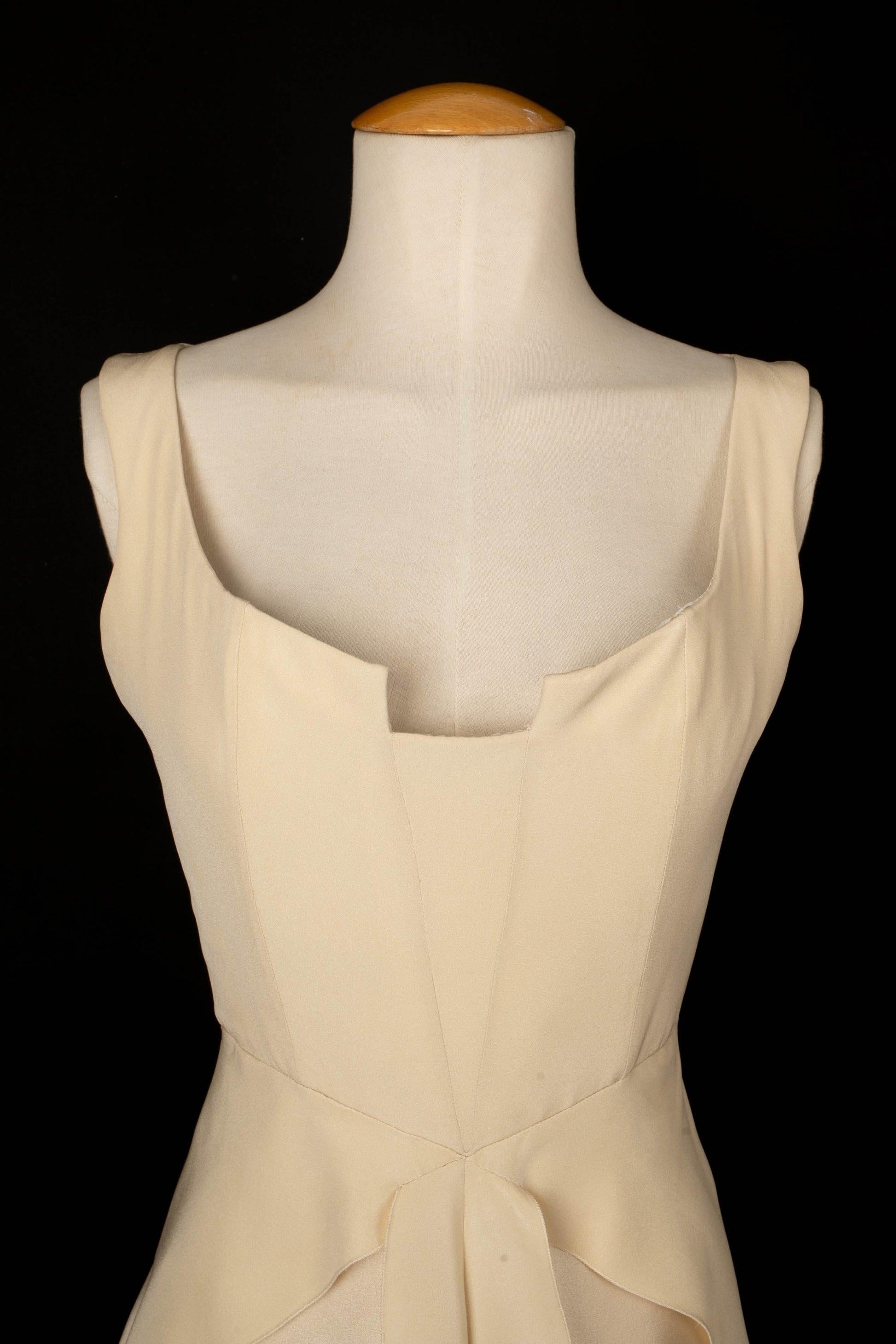 Women's Ocimar Versolato Long Off-white Satin Evening Dress