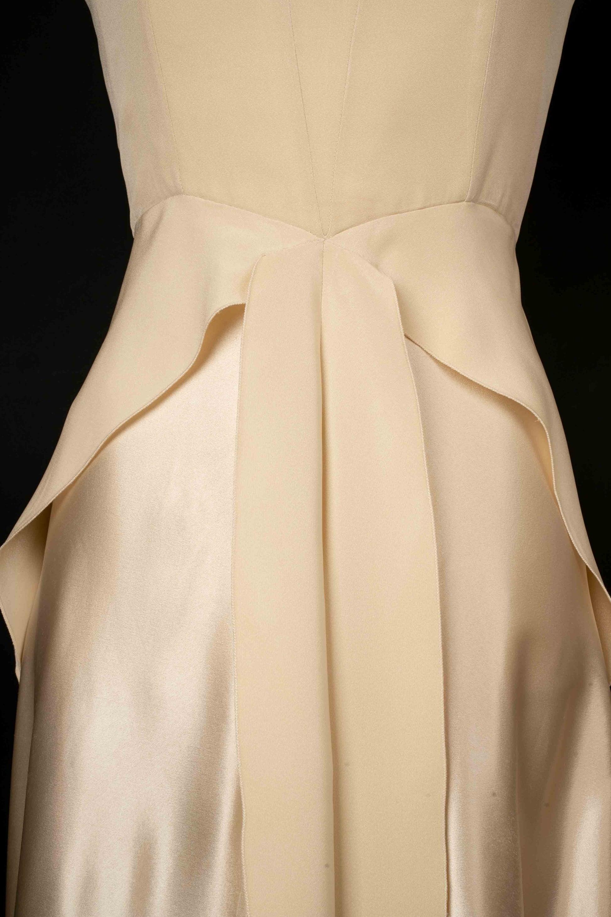 Ocimar Versolato Long Off-white Satin Evening Dress 3