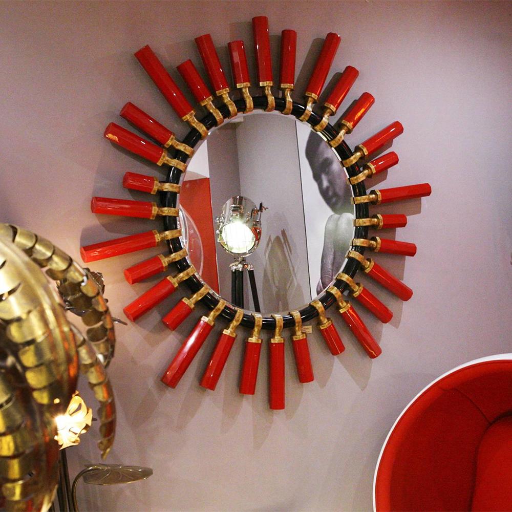O'clock Red Mirror For Sale 1