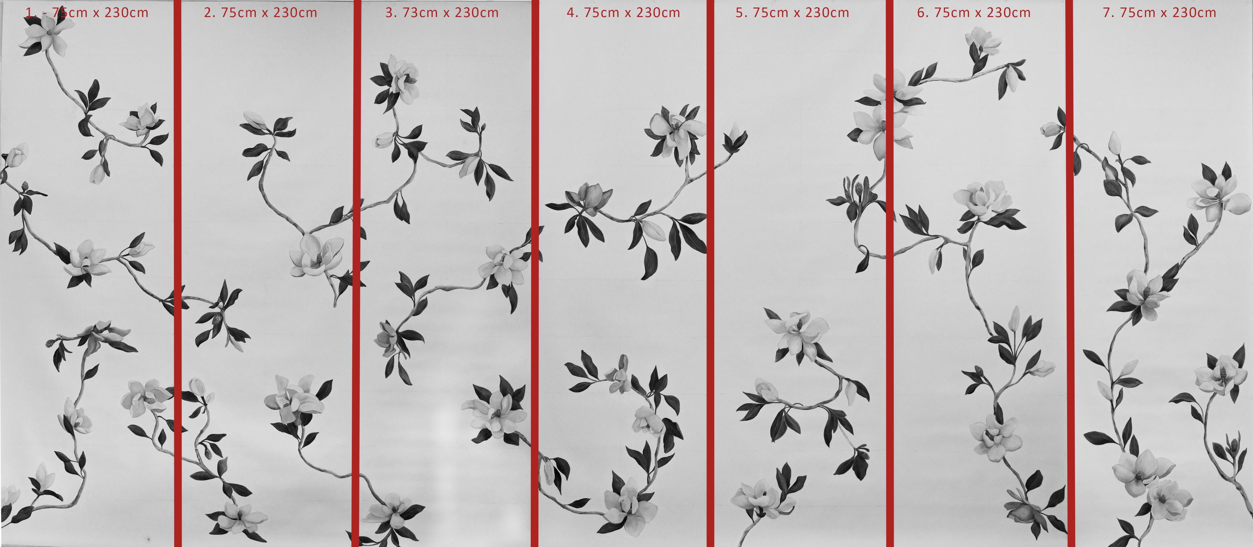 Handbemalte Wandteppich Magnolie Botanical aus Kreide von Tarn McLean, botanisch, handbemalt im Angebot 6