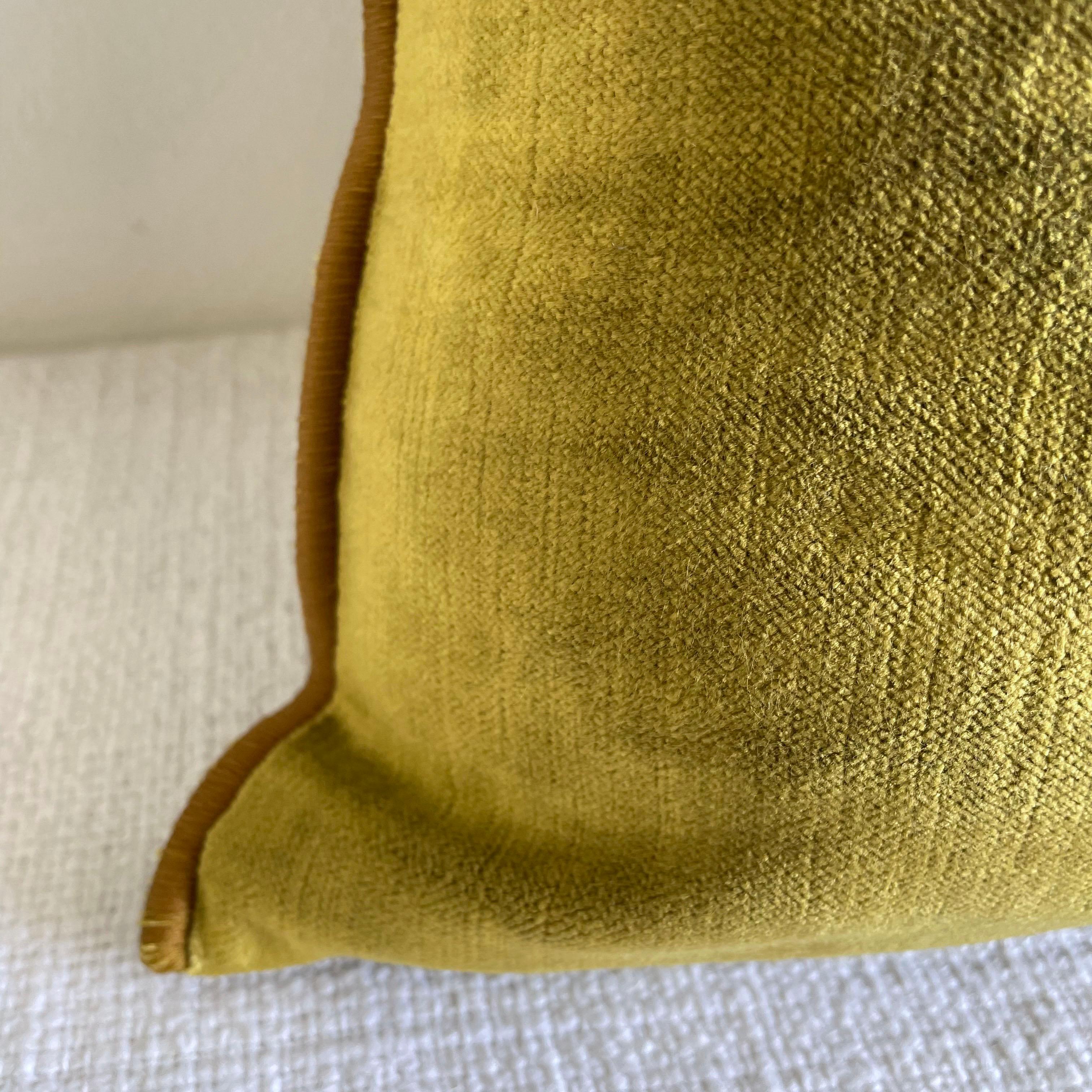 Contemporary Ocre French Velvet Lumbar Pillow For Sale