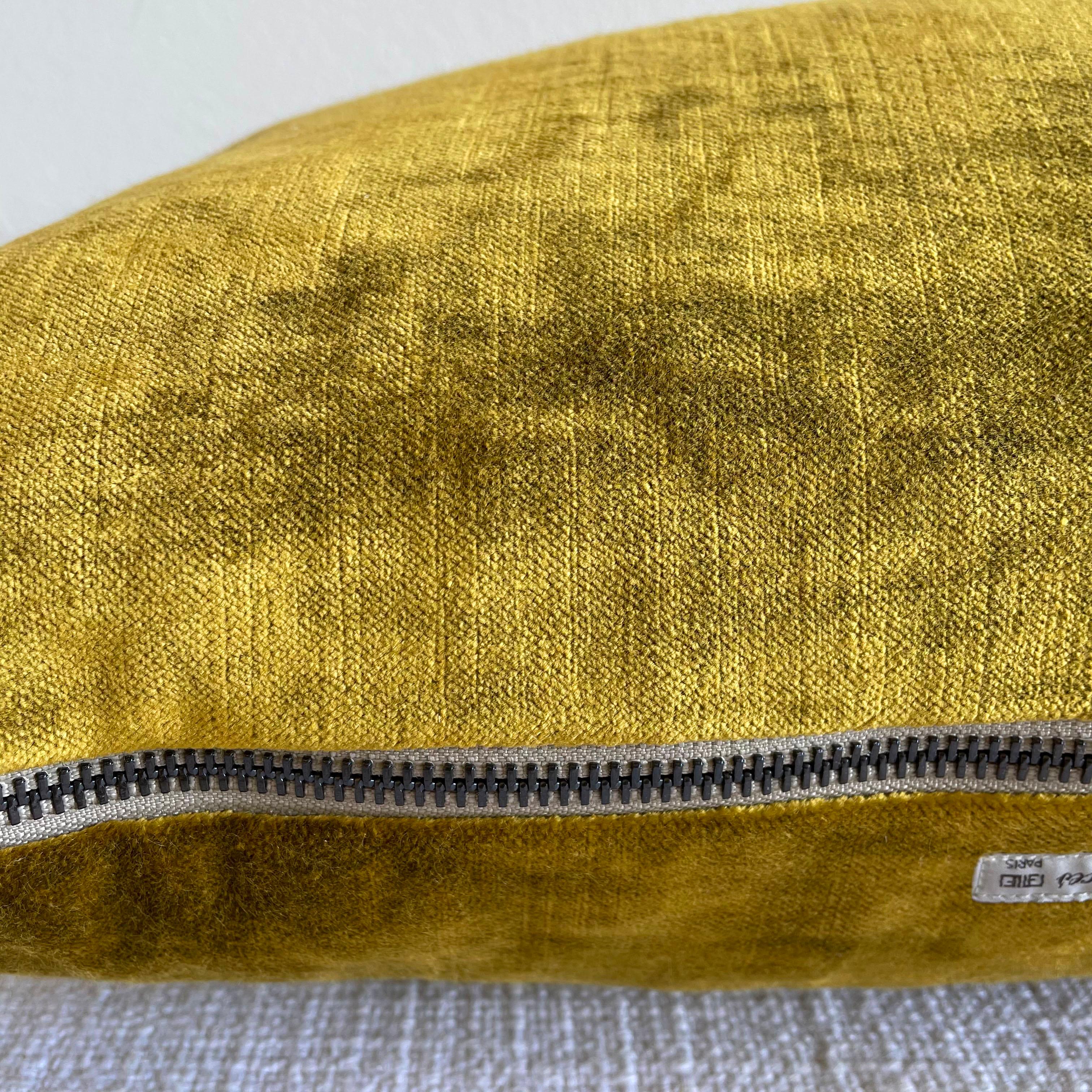 Ocre French Velvet Lumbar Pillow For Sale 1