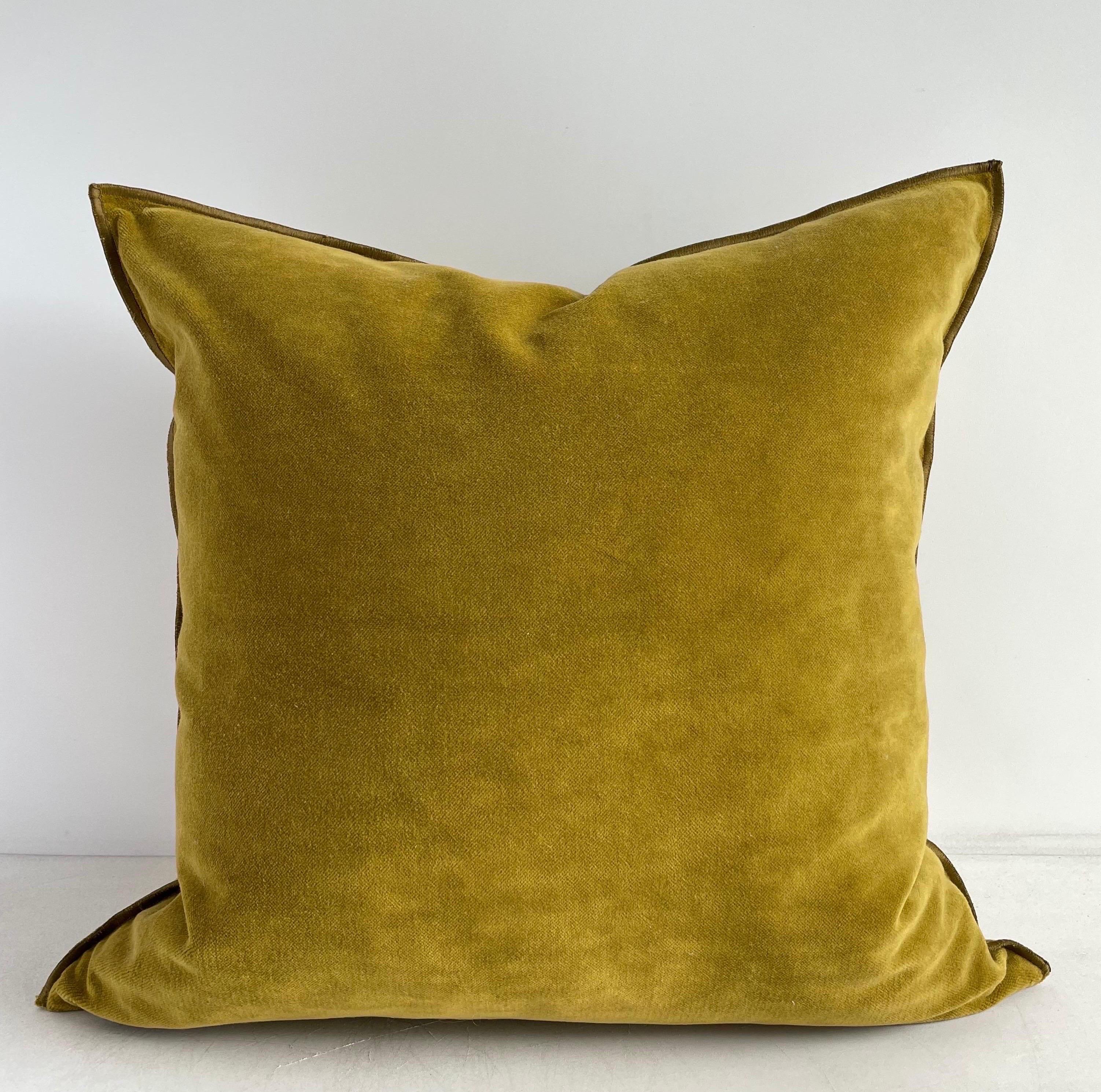 Ocre French Vintage Velvet Pillow For Sale 1