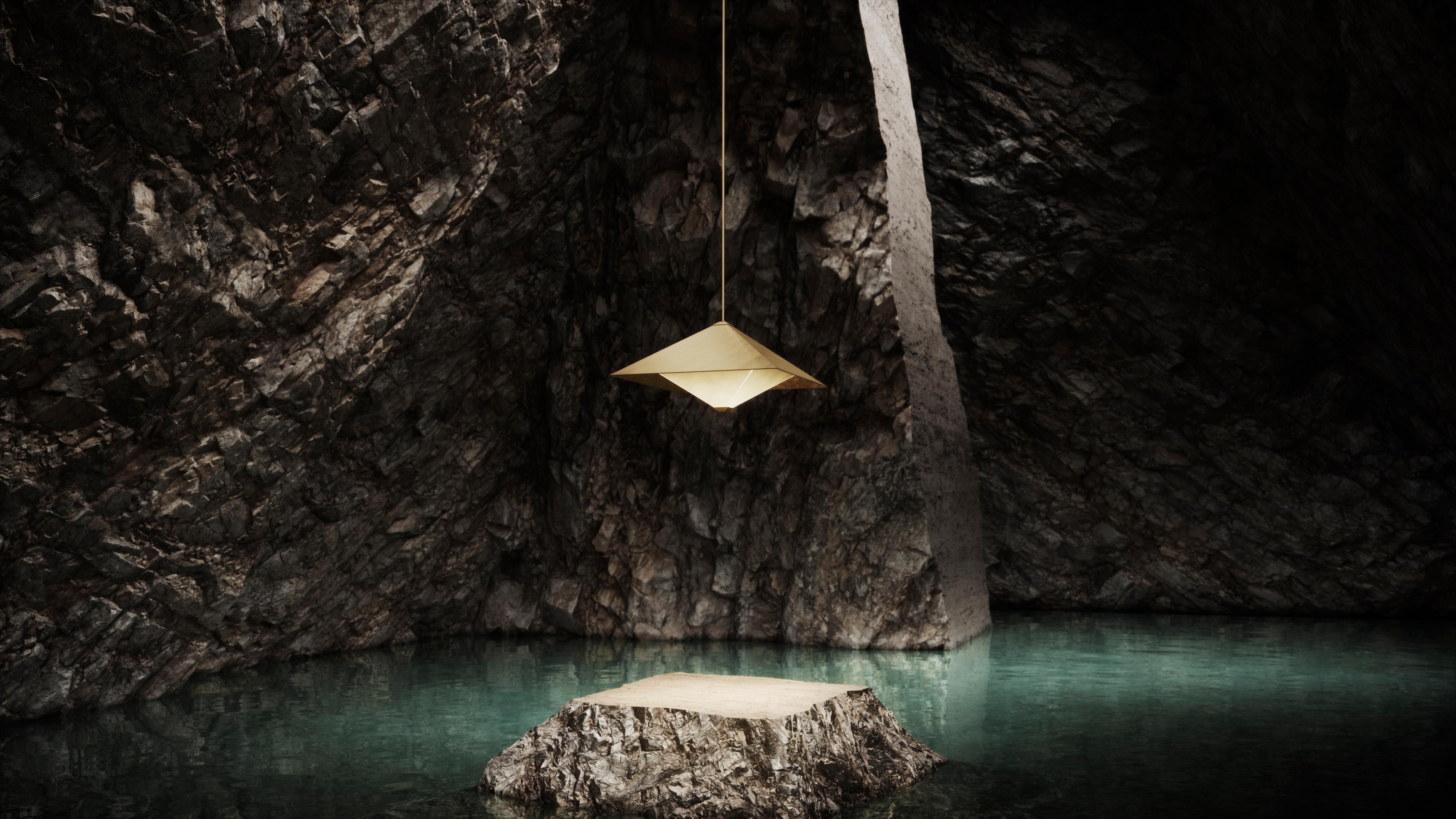 Octa Pendant Lighting Brass by Diaphan Studio, Represented by Tuleste Factory For Sale 3