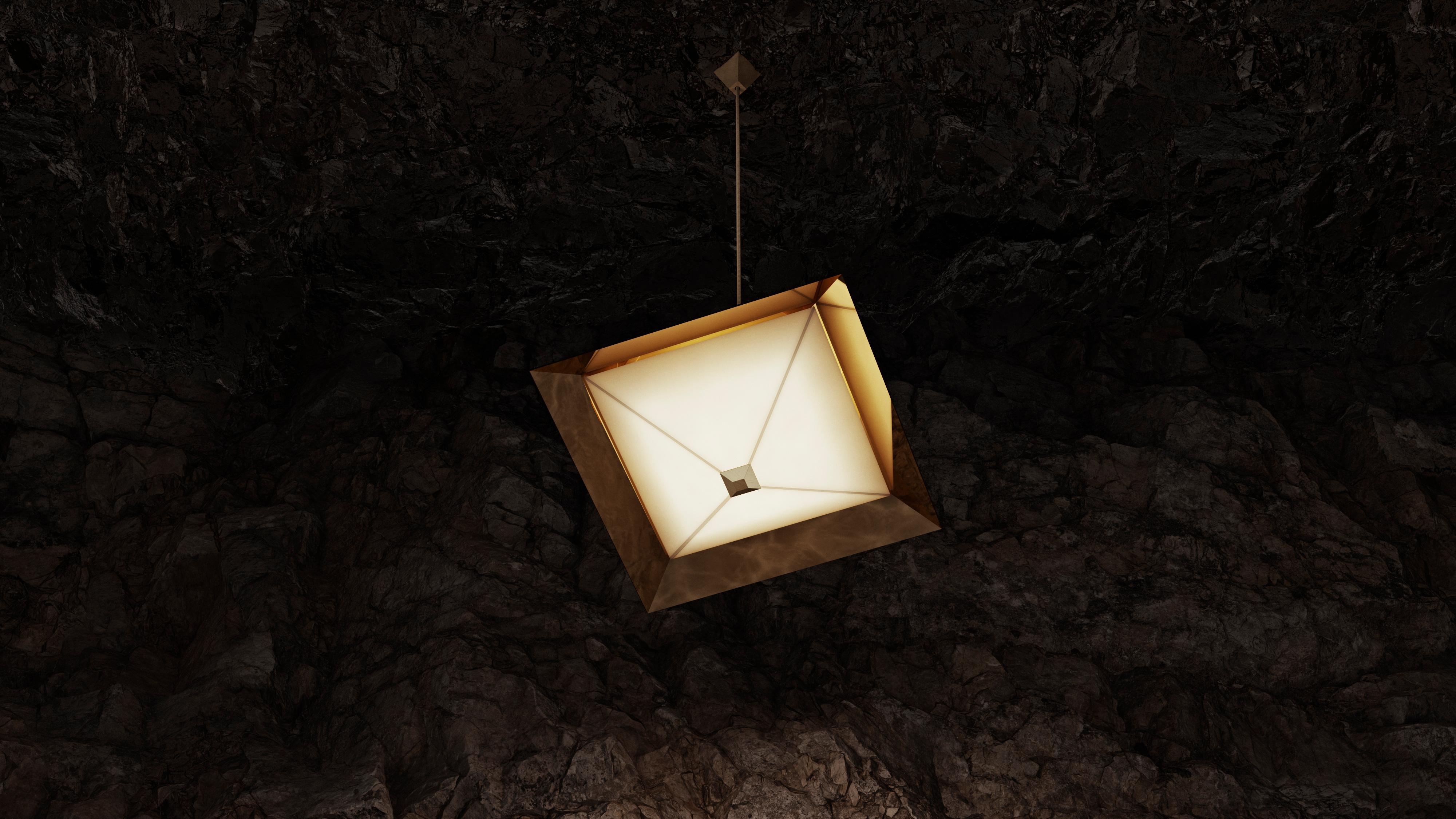 Modern Octa Pendant Lighting Brass by Diaphan Studio, Represented by Tuleste Factory For Sale