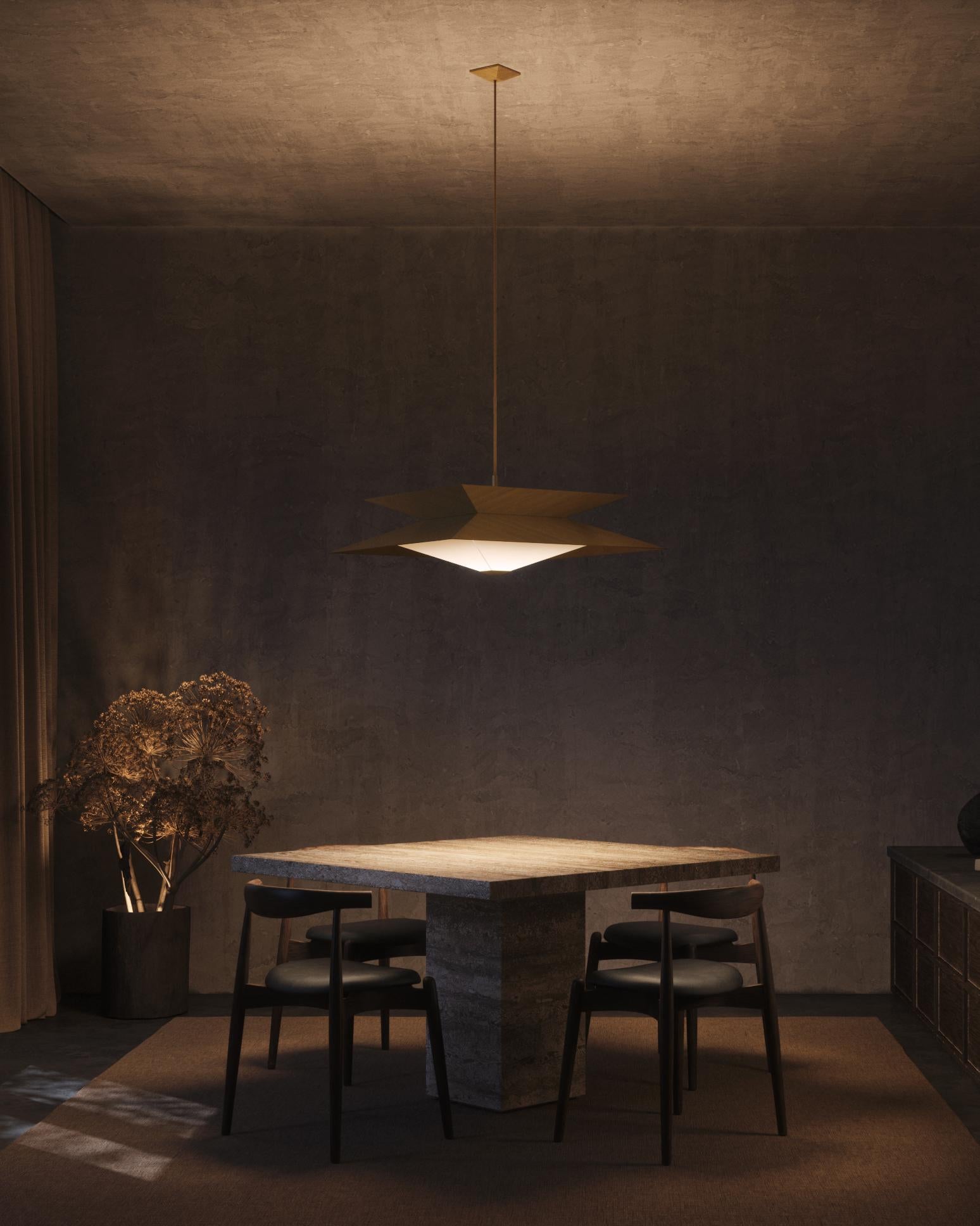 Contemporary Octa Twin pendant  - Solid brass chandelier handmade by Diaphan Studio For Sale