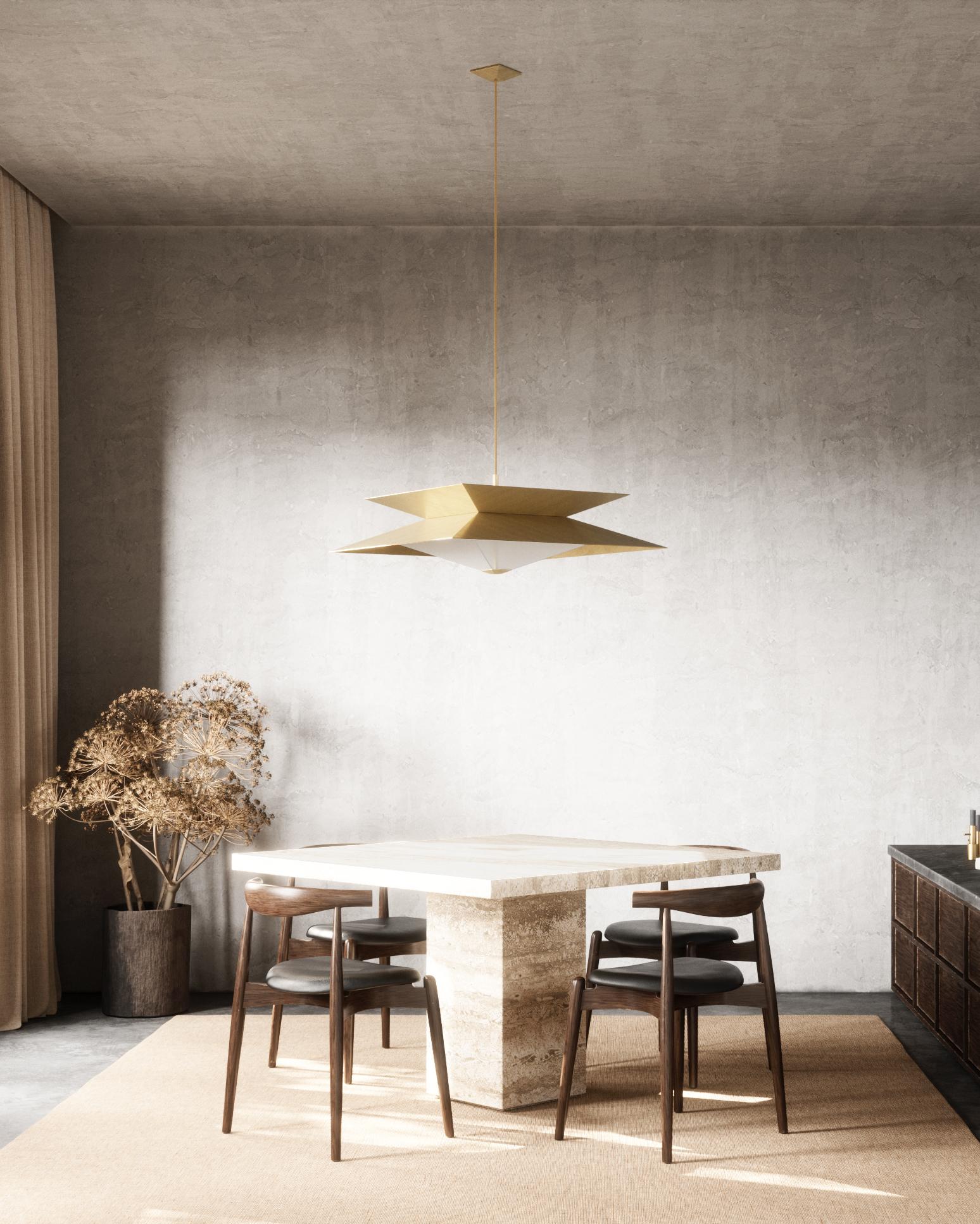 Octa Twin Pendant Lighting Brass by Diaphan Studio, REP by Tuleste Factory For Sale 1