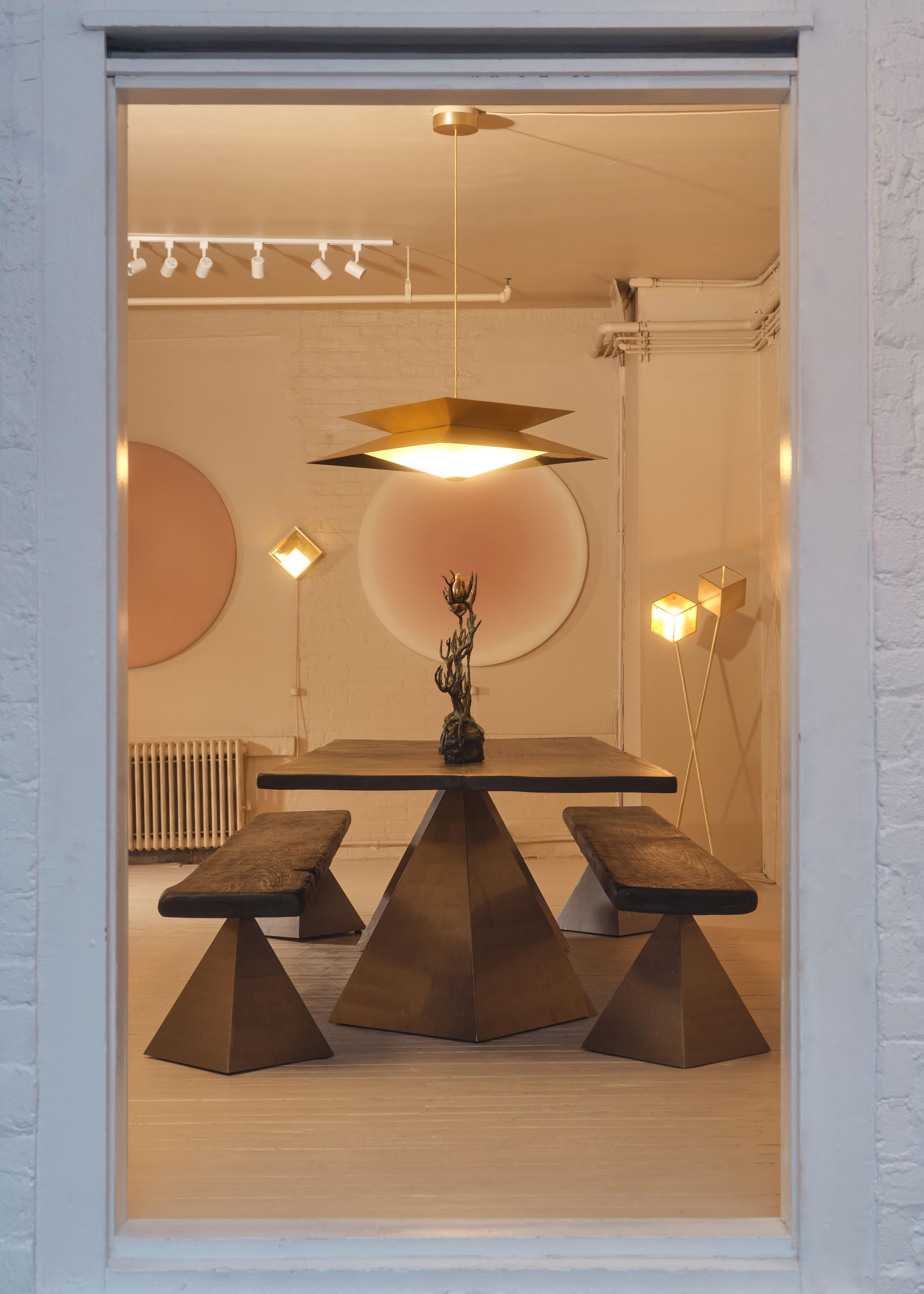 Octa Twin Pendant Lighting Brass by Diaphan Studio, REP by Tuleste Factory For Sale 2