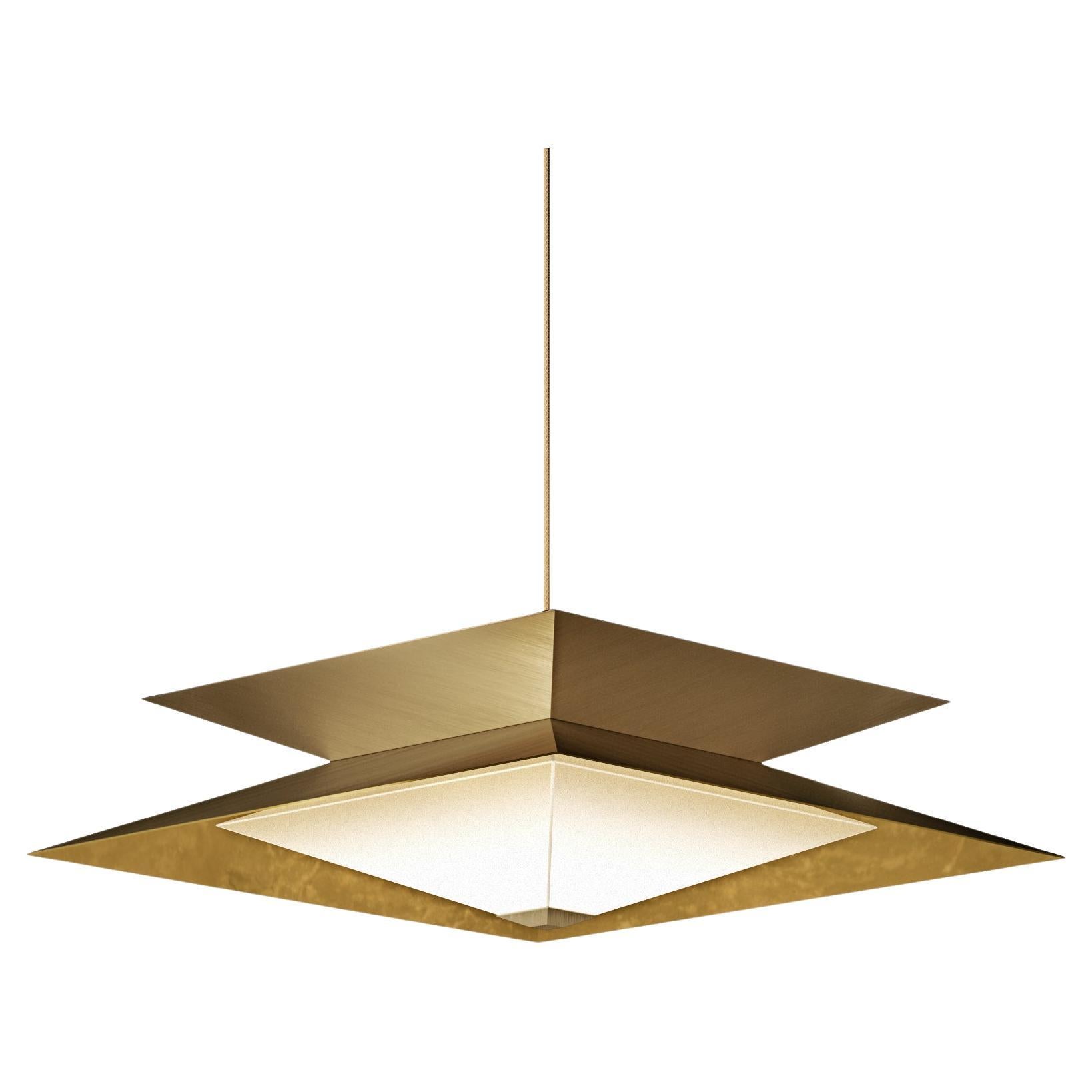 Octa Twin Pendant Lighting Brass by Diaphan Studio, REP by Tuleste Factory For Sale