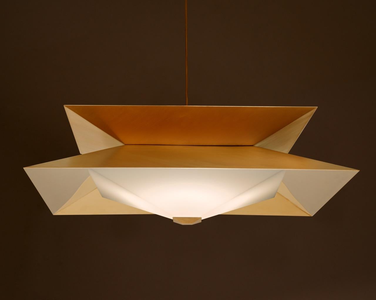 Polished Octa Twin pendant  - Solid brass chandelier handmade by Diaphan Studio For Sale
