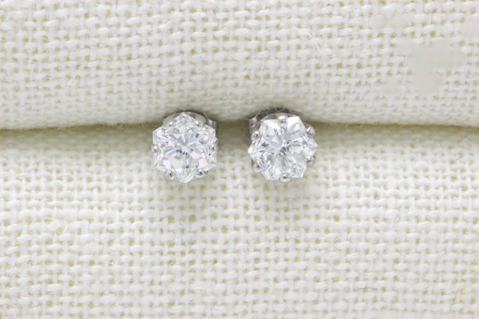 Octagon 1.53 Carat G-H VS2 Diamond Stud Earrings in 14 Karat White Gold 1