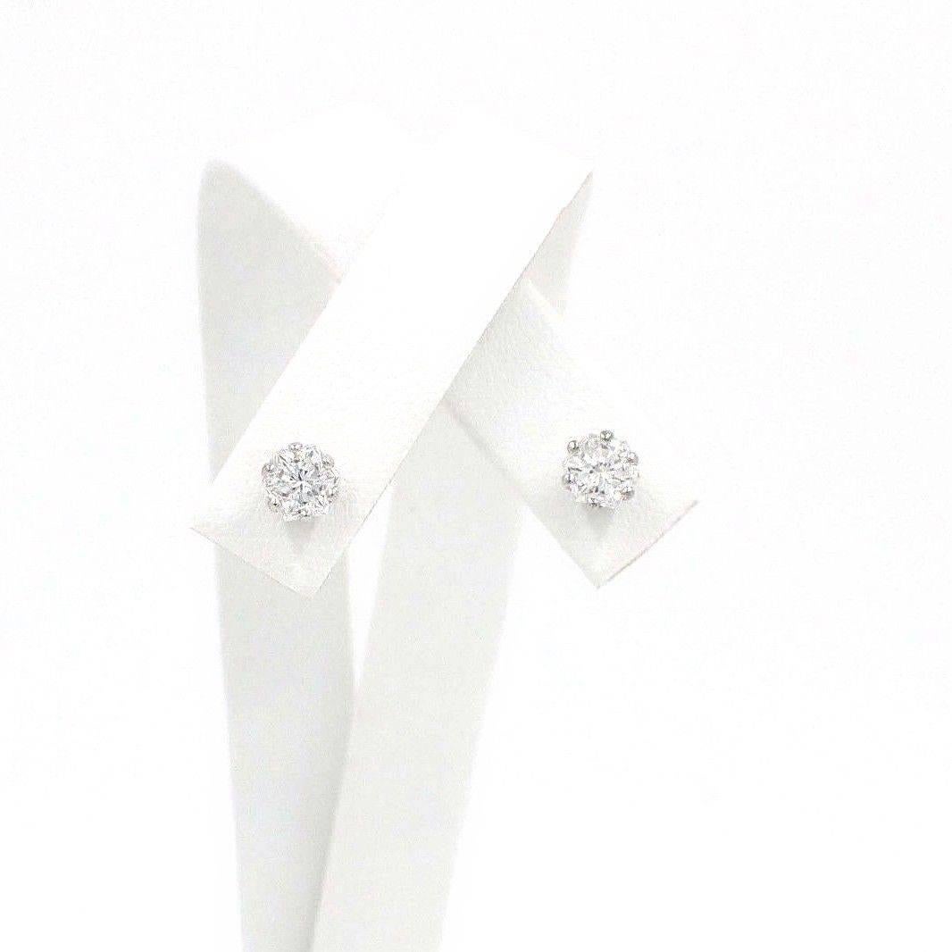Octagon 1.53 Carat G-H VS2 Diamond Stud Earrings in 14 Karat White Gold 2