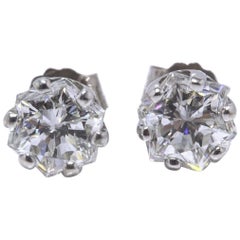 Octagon 1.53 Carat G-H VS2 Diamond Stud Earrings in 14 Karat White Gold Octagon 1.53 Carat G-H VS2 Diamond Stud Earrings in 14 Karat White Gold